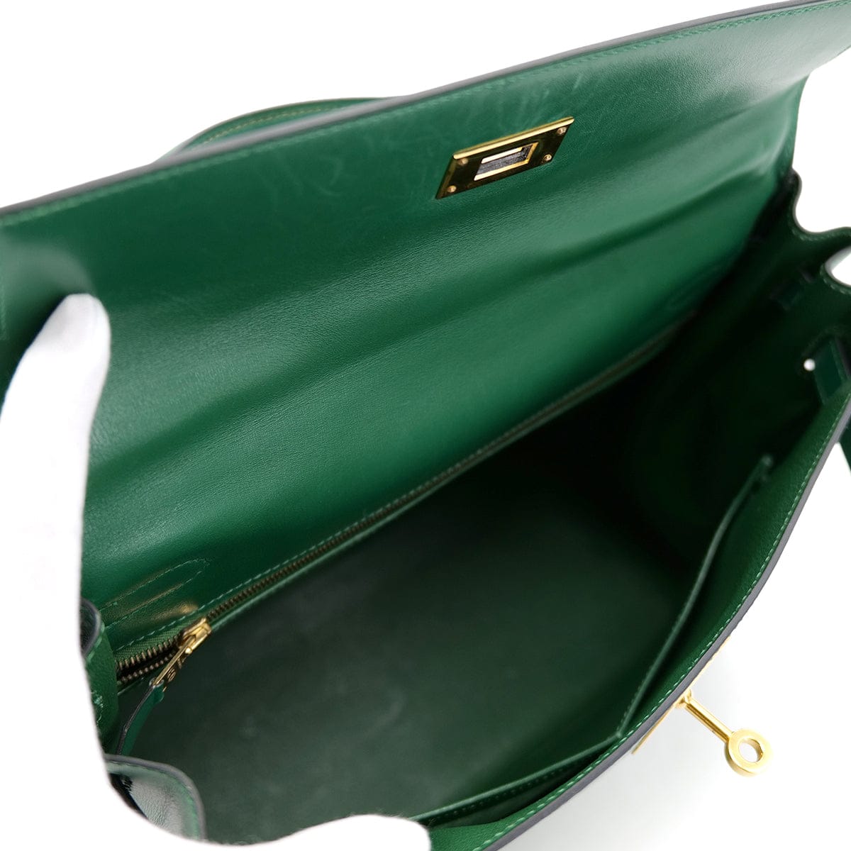 Luxury Promise Japan HERMES KELLY 32 RETOURNE VERT BOXCALF HAND SHOULDER BAG □B GHW 90304028
