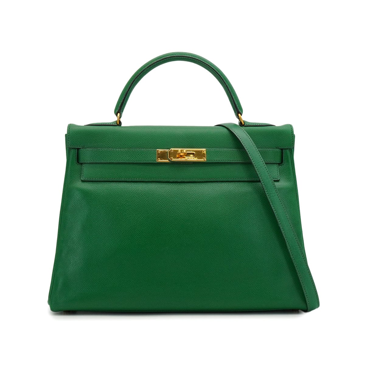 Luxury Promise Japan HERMES KELLY 32 RETOURNE VERT COURCHEVEL HAND SHOULDER BAG 1991 CIRCLE U GOLD HARDWARE 90346655
