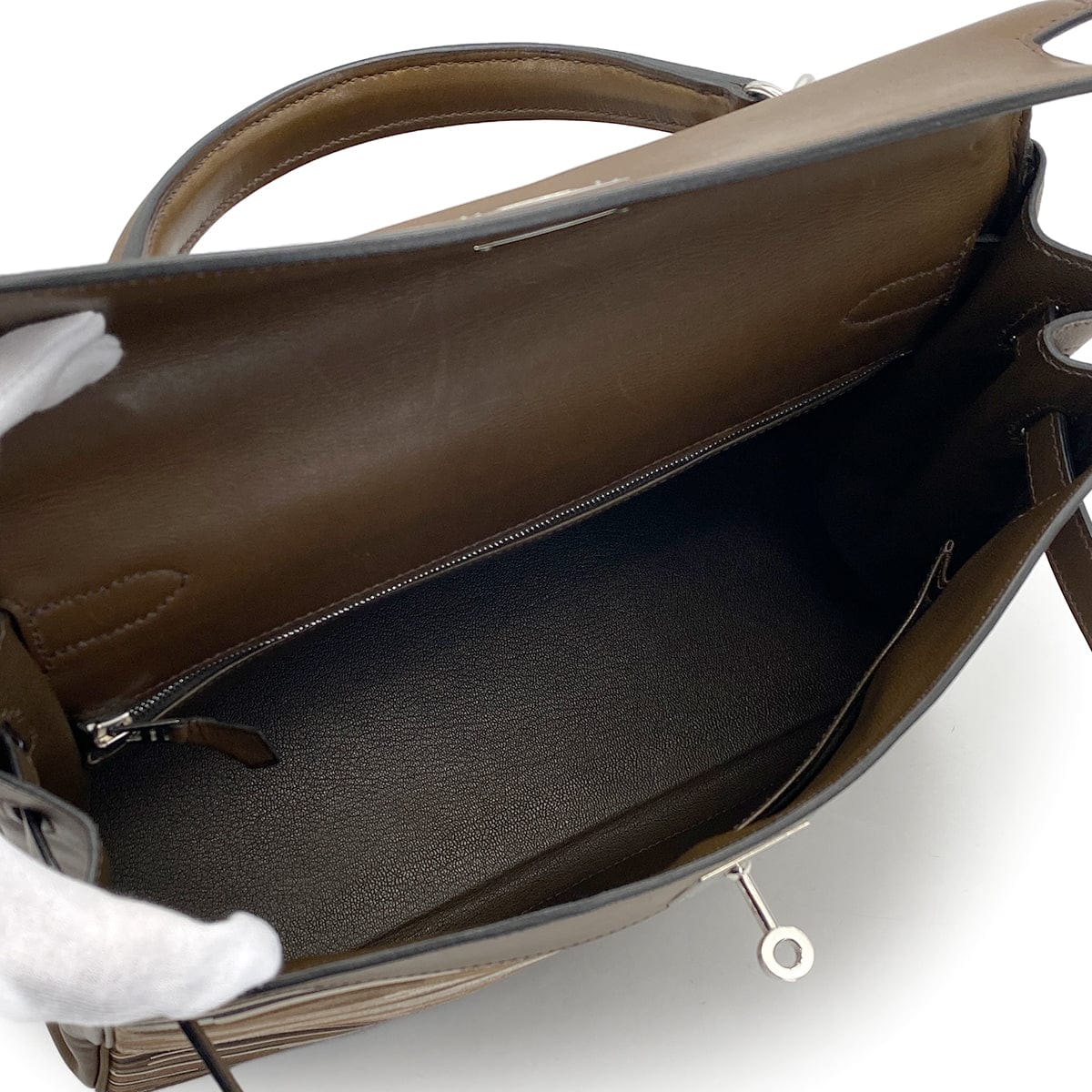 Luxury Promise Japan HERMES KELLY 32 RETOURNE VERT OLIVE EVER CALF VIBRATO HAND SHOULDER BAG 2001 SQUARE E PALLADIUM HARDWARE 90319927