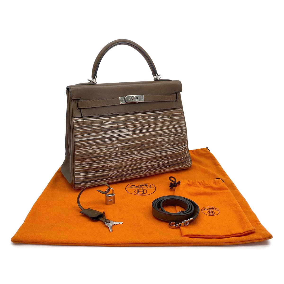Luxury Promise Japan HERMES KELLY 32 RETOURNE VERT OLIVE EVER CALF VIBRATO HAND SHOULDER BAG 2001 SQUARE E PALLADIUM HARDWARE 90319927