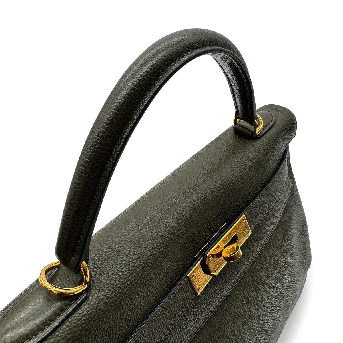 Luxury Promise Japan HERMES KELLY 32 RETOURNE VERT OLIVE EVERCOLOR HAND BAG □F GHW 90305222