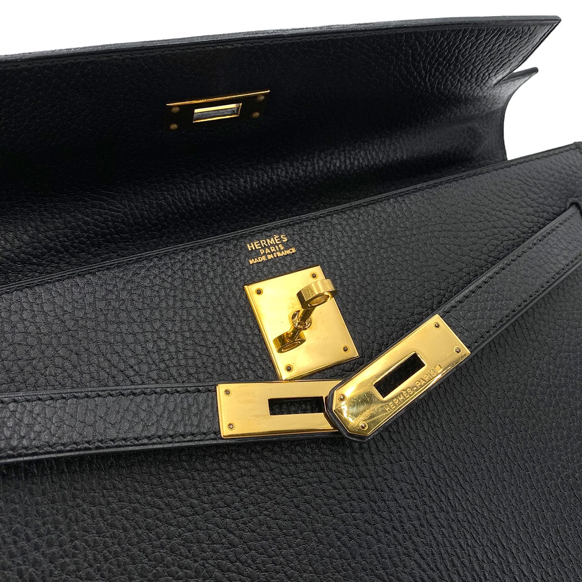 Luxury Promise Japan HERMES KELLY 32 SELLIER BLACK ARDENNES HAND SHOULDER BAG 〇X 90250515