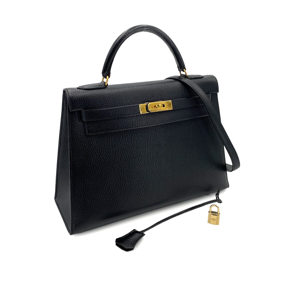 Luxury Promise Japan HERMES KELLY 32 SELLIER BLACK ARDENNES HAND SHOULDER BAG 〇X 90250515