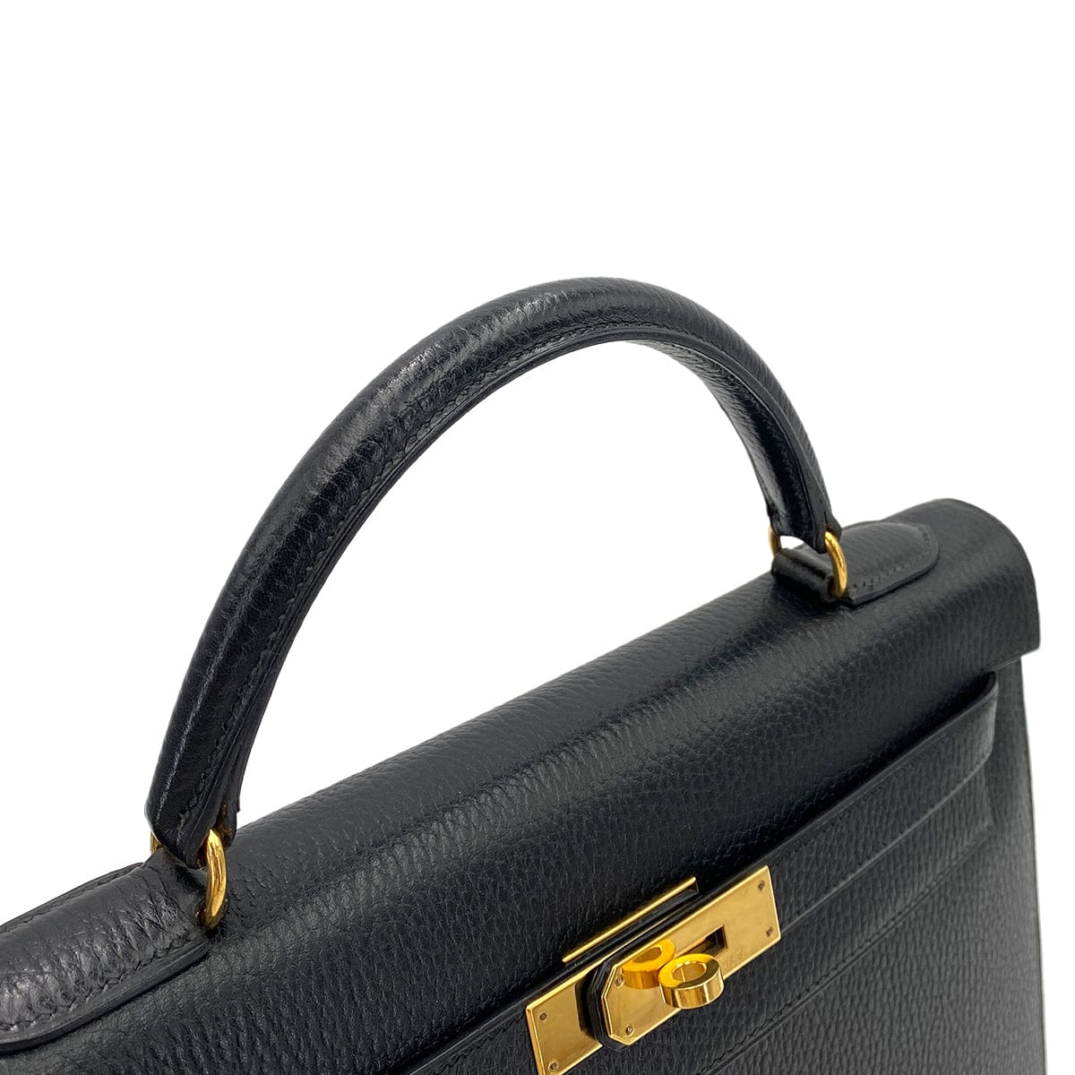 Luxury Promise Japan HERMES KELLY 32 SELLIER BLACK ARDENNES HAND SHOULDER BAG 〇X 90250515