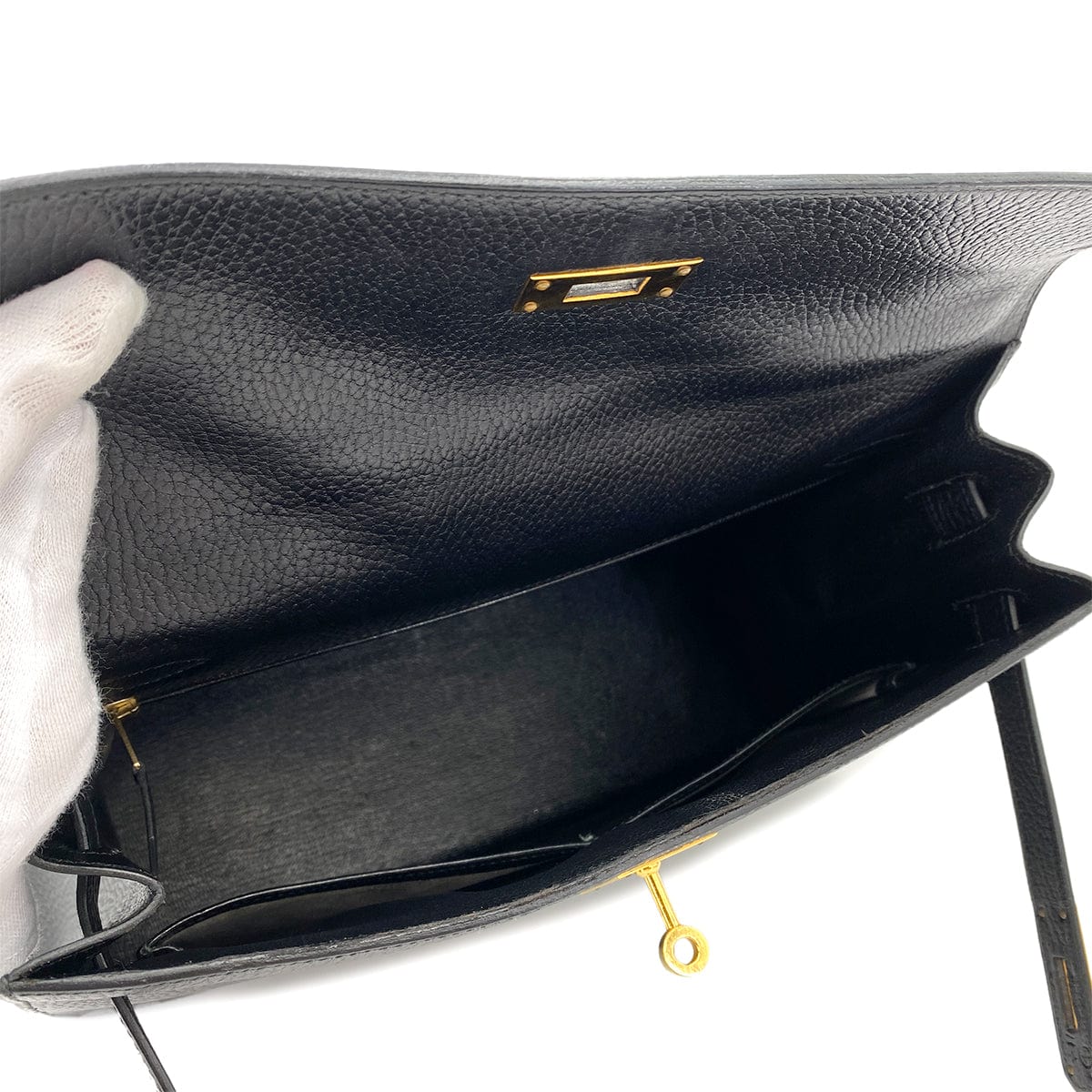 Luxury Promise Japan HERMES KELLY 32 SELLIER BLACK ARDENNES HAND SHOULDER BAG 〇X 90250515