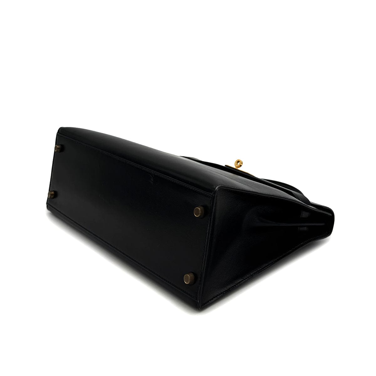 Luxury Promise Japan HERMES KELLY 32 SELLIER BLACK BOXCALF HAND SHOULDER BAG 1991 CIRCLE U GOLD HARDWARE 90318731