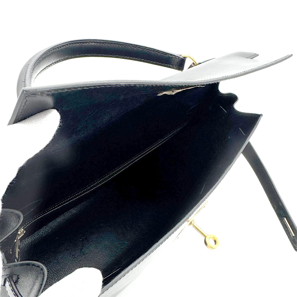 Luxury Promise Japan HERMES KELLY 32 SELLIER BLACK BOXCALF HAND SHOULDER BAG □C GHW 90277282