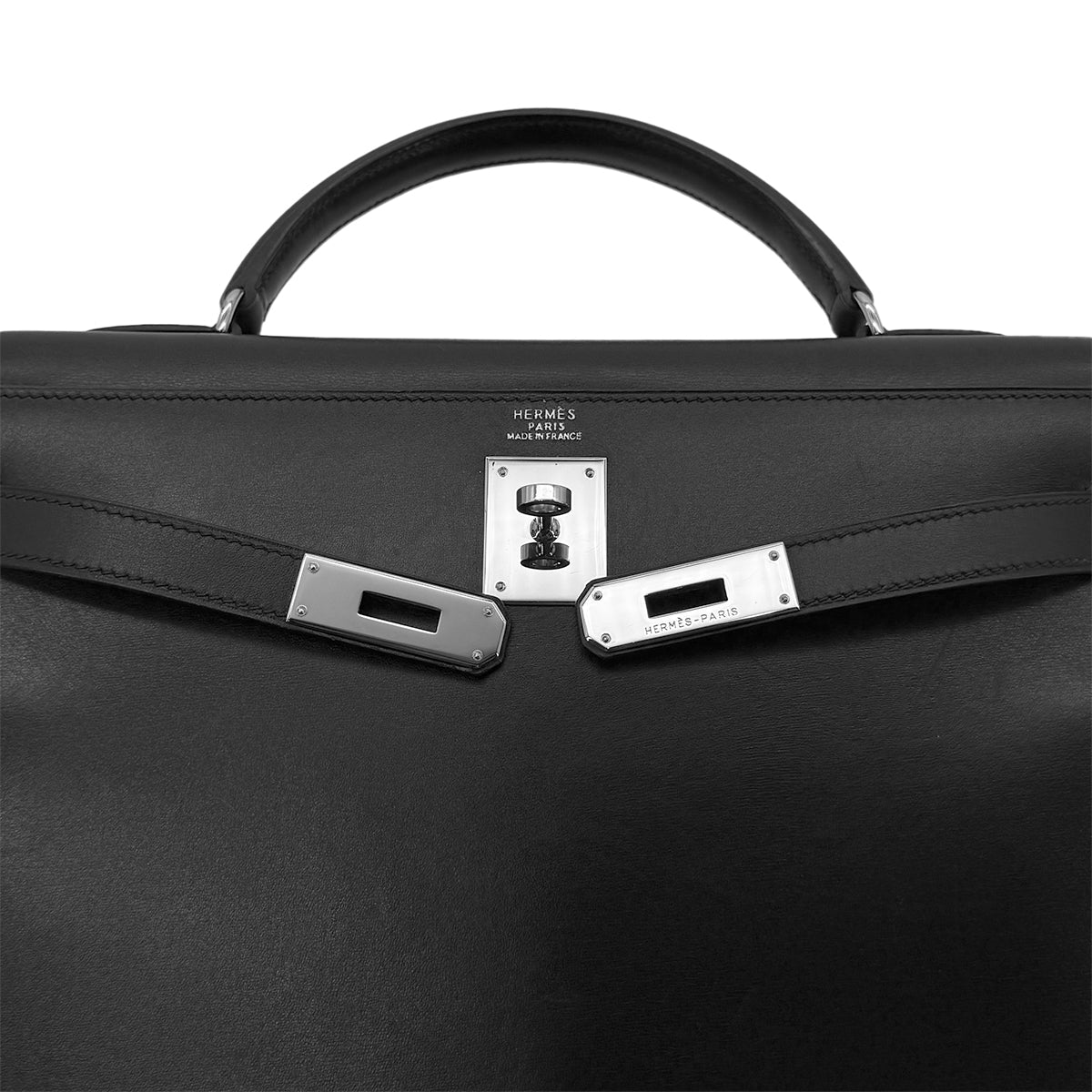 Luxury Promise Japan HERMES KELLY 32 SELLIER BLACK BOXCALF HAND SHOULDER BAG □C SHW 90299828