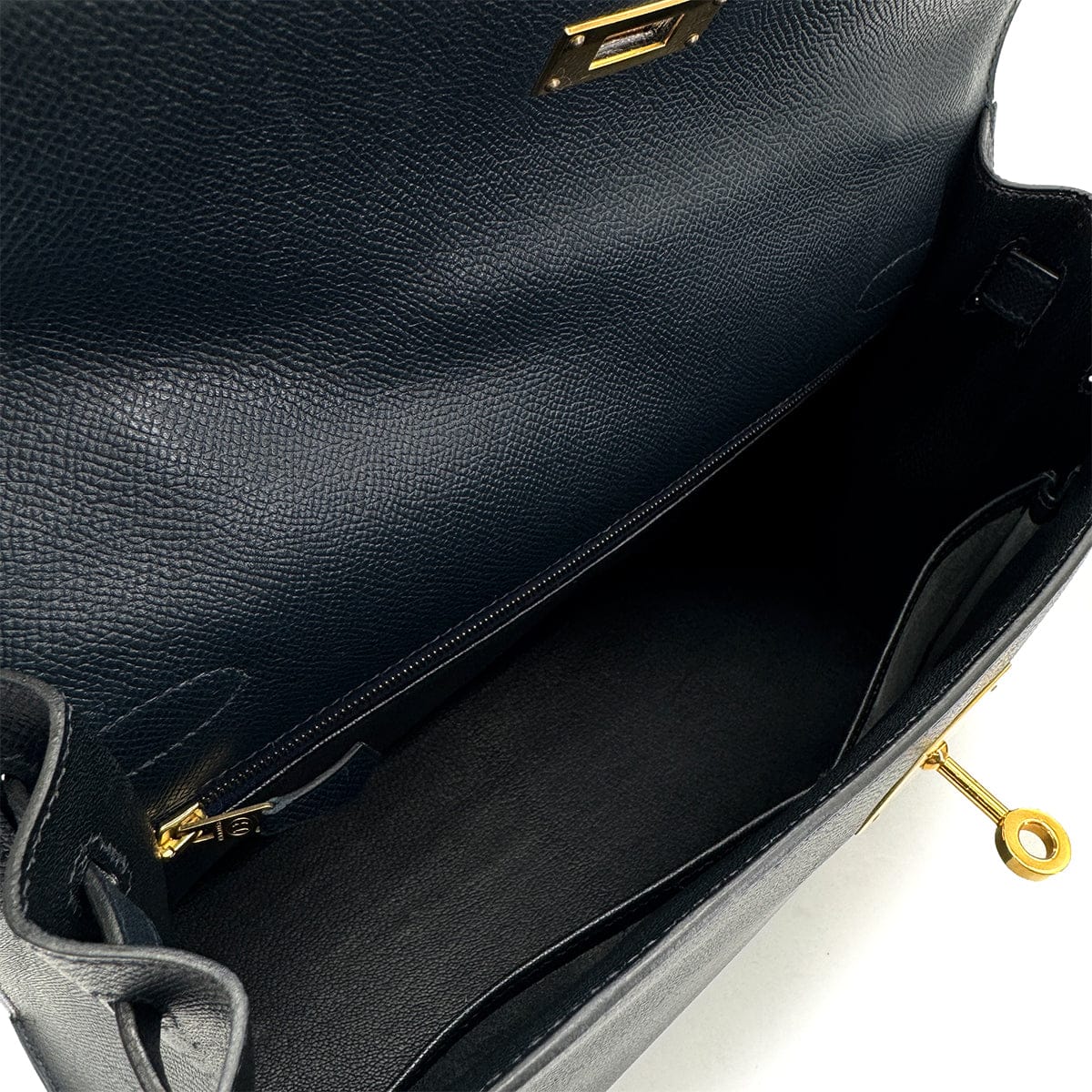 Luxury Promise Japan HERMES KELLY 32 SELLIER BLUE MARINE COUCHEVEL HAND SHOULDER BAG 1996 CIRCLE Z GHW 90299785