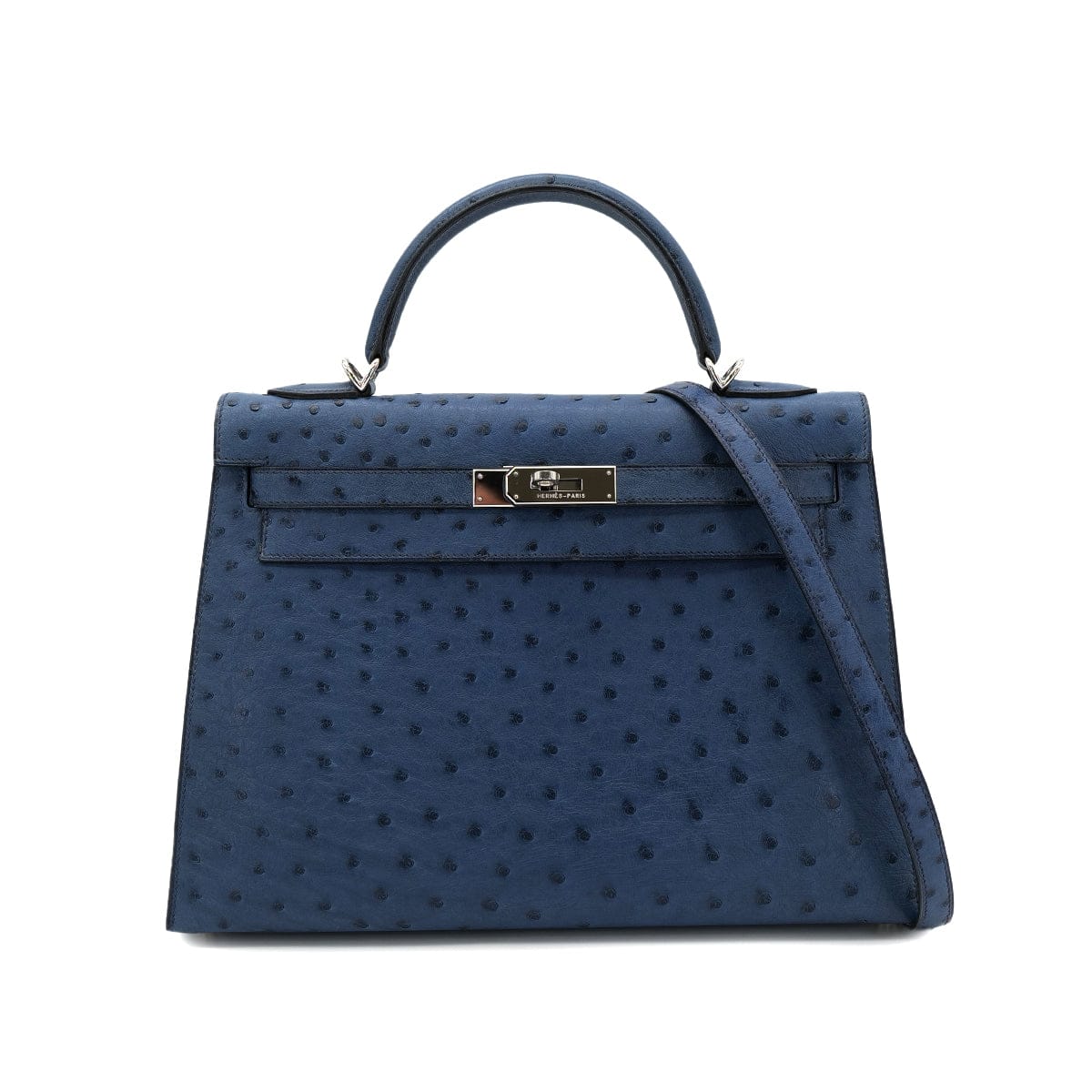 Luxury Promise Japan HERMES KELLY 32 SELLIER BLUE ROY OSTRICH HAND SHOULDER BAG □E SHW 90301096