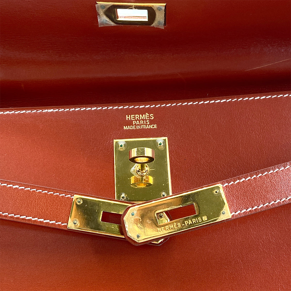 Luxury Promise Japan HERMES KELLY 32 SELLIER BRIQUE BOXCALF HAND SHOULDER BAG □B GHW 90261523