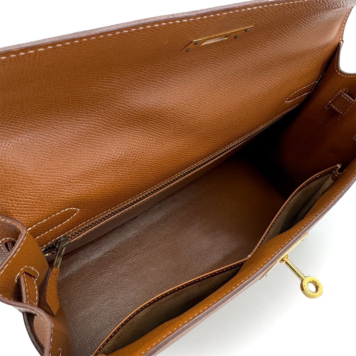 Luxury Promise Japan HERMES KELLY 32 SELLIER GOLD COURCHEVEL HAND SHOULDER BAG 1992 CIRCLE V GOLD HARDWARE 90325851