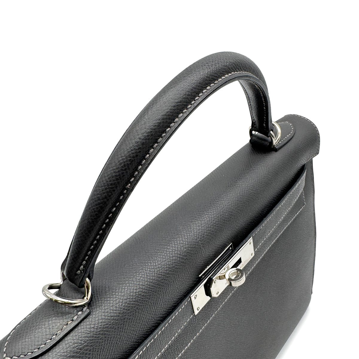 Luxury Promise Japan HERMES KELLY 32 SELLIER GRAPHITE VEAU EPSOM HAND BAG 2005 SQUARE I PALLADIUM HARDWARE 90314368