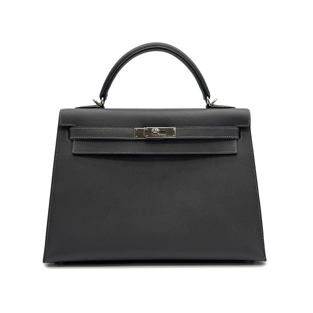 Luxury Promise Japan HERMES KELLY 32 SELLIER GRAPHITE VEAU EPSOM HAND BAG 2005 SQUARE I PALLADIUM HARDWARE 90314368
