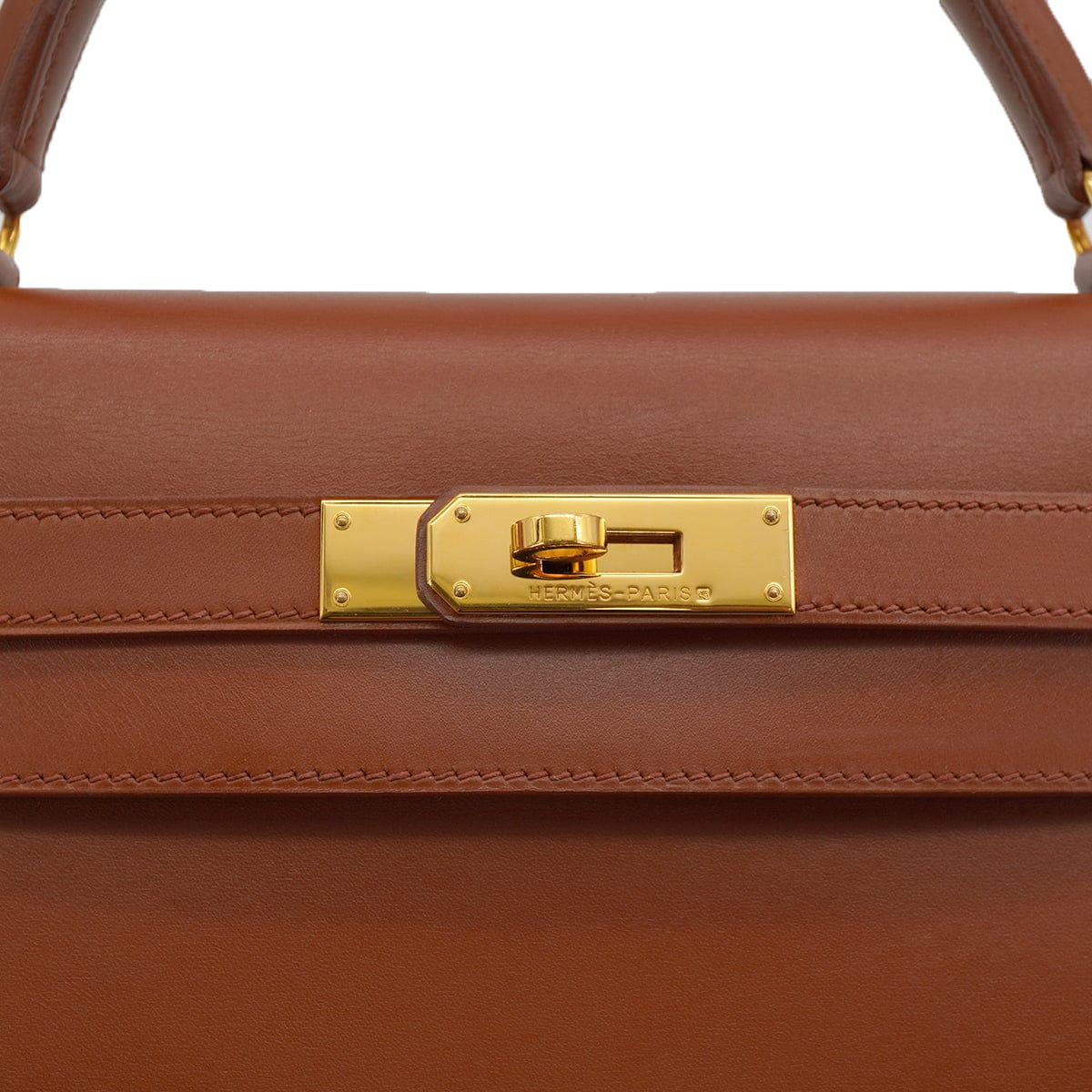 Luxury Promise Japan HERMES KELLY 32 SELLIER NOISETTE BOXCALF HAND SHOULDER BAG 2001 SQUARE E GOLD HARDWARE 90327052