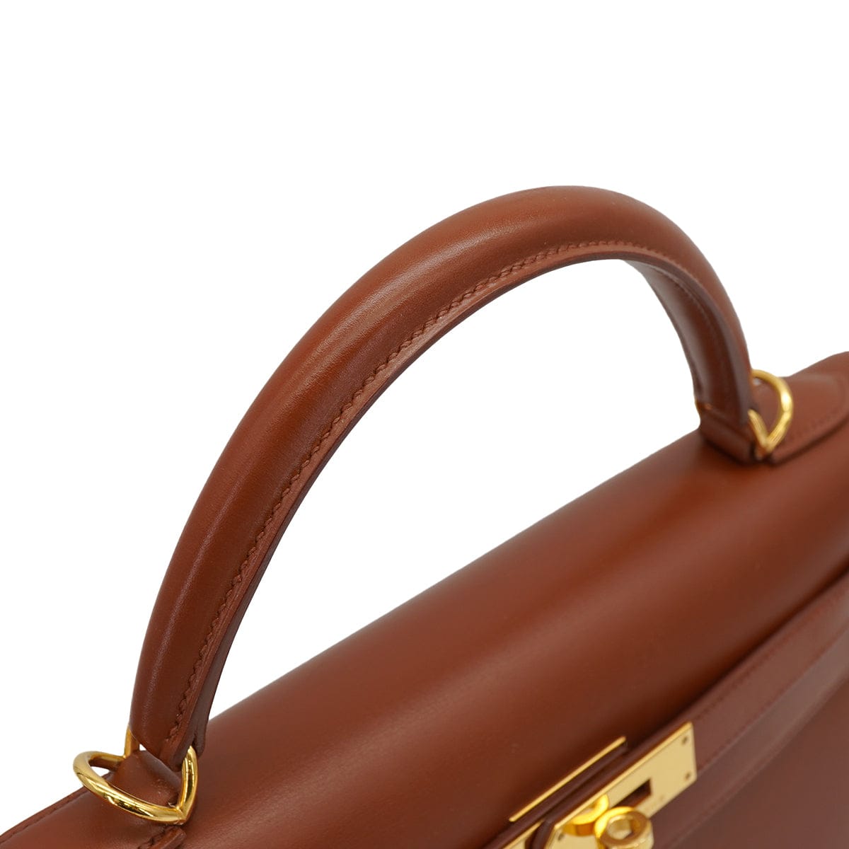 Luxury Promise Japan HERMES KELLY 32 SELLIER NOISETTE BOXCALF HAND SHOULDER BAG 2001 SQUARE E GOLD HARDWARE 90327052