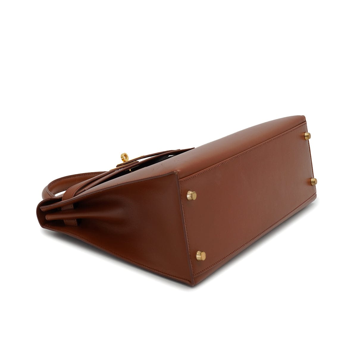 Luxury Promise Japan HERMES KELLY 32 SELLIER NOISETTE BOXCALF HAND SHOULDER BAG 2001 SQUARE E GOLD HARDWARE 90327052