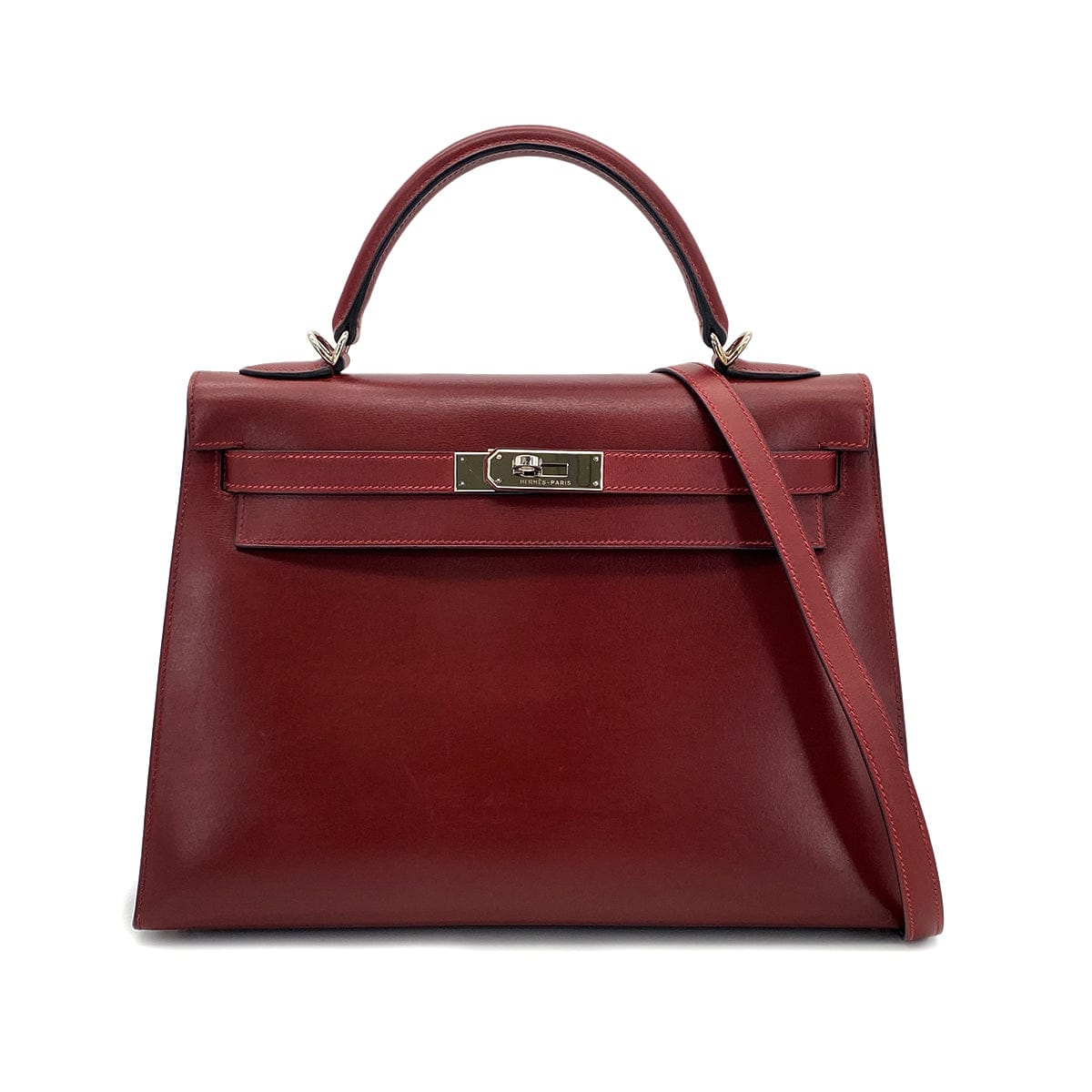 Luxury Promise Japan HERMES KELLY 32 SELLIER ROUGE H BOX CALF HAND BAG □F PHW 90304177