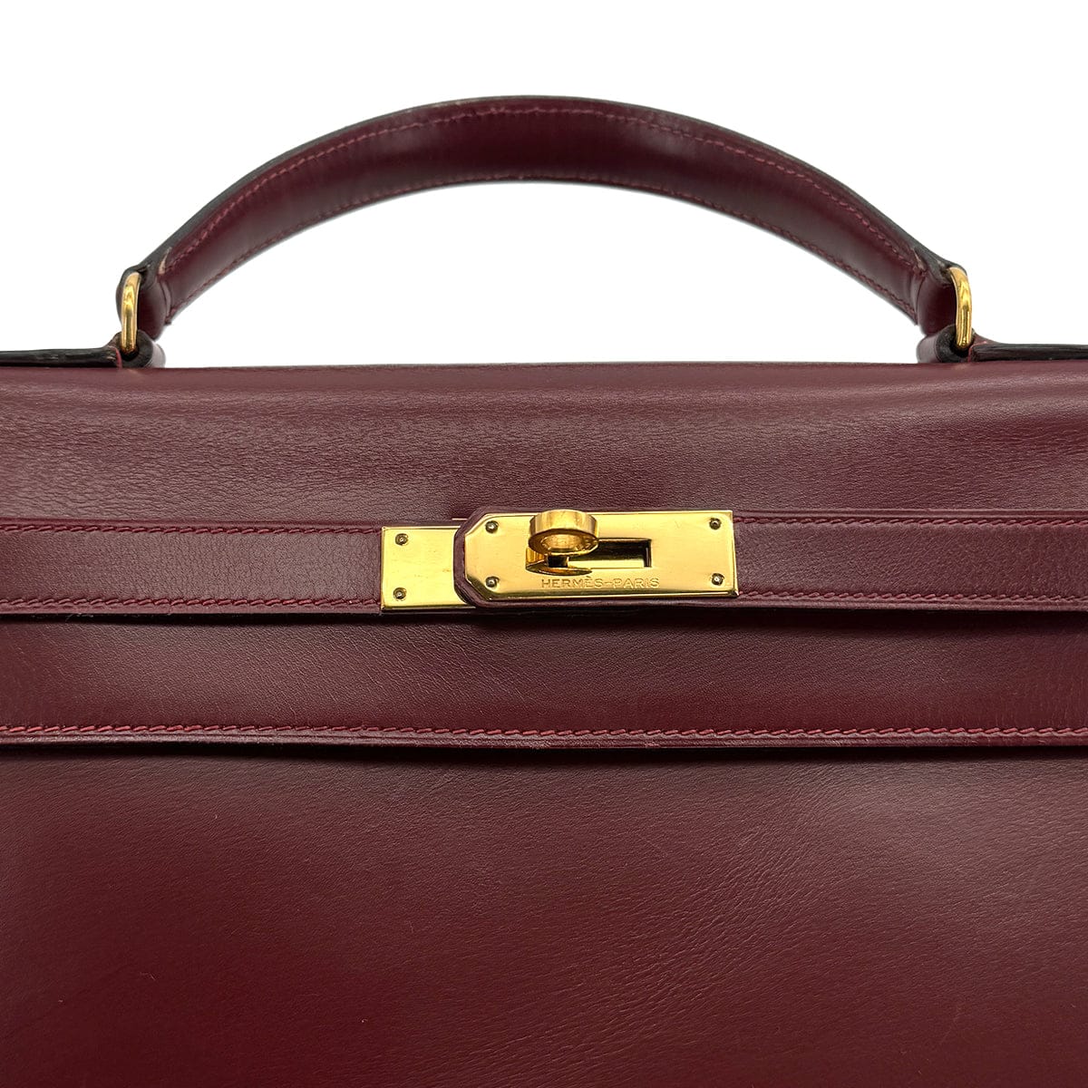 Luxury Promise Japan HERMES KELLY 32 SELLIER ROUGE H BOXCALF HAND BAG 1981 CIRCLE K GOLD HARDWARE 90318613