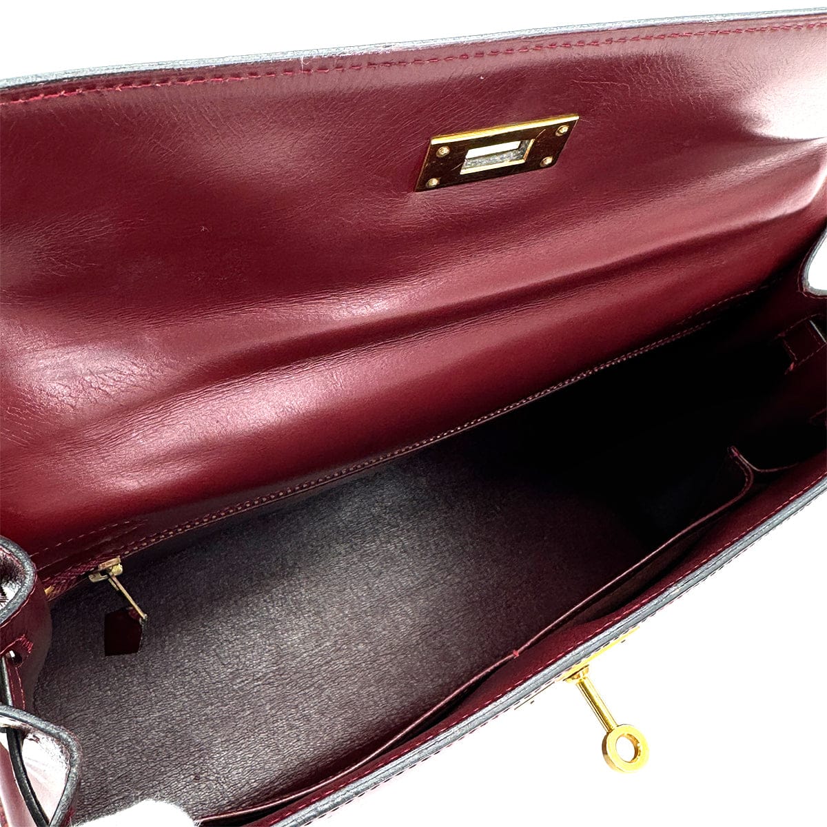 Luxury Promise Japan HERMES KELLY 32 SELLIER ROUGE H BOXCALF HAND BAG 1981 CIRCLE K GOLD HARDWARE 90318613