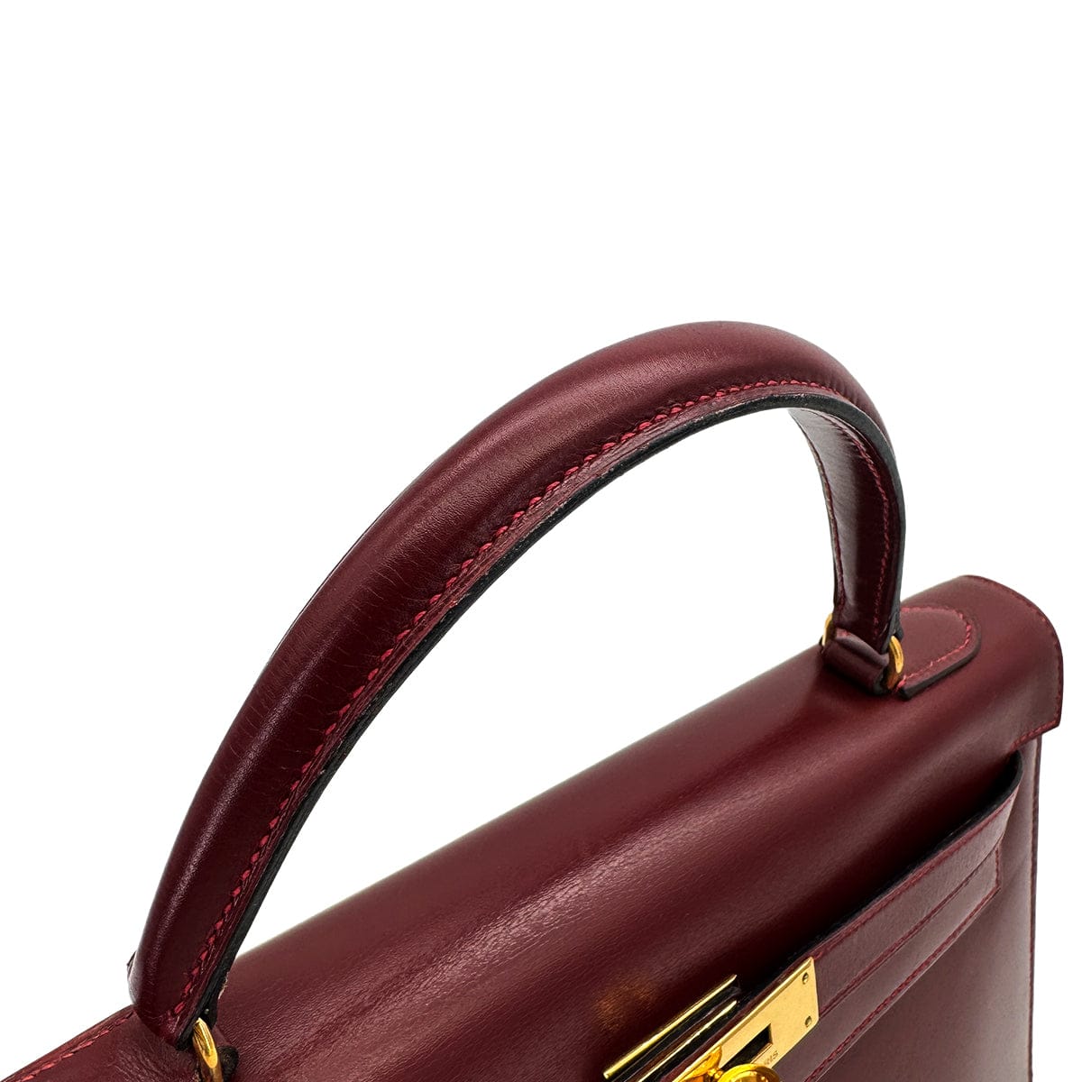 Luxury Promise Japan HERMES KELLY 32 SELLIER ROUGE H BOXCALF HAND BAG 1981 CIRCLE K GOLD HARDWARE 90318613