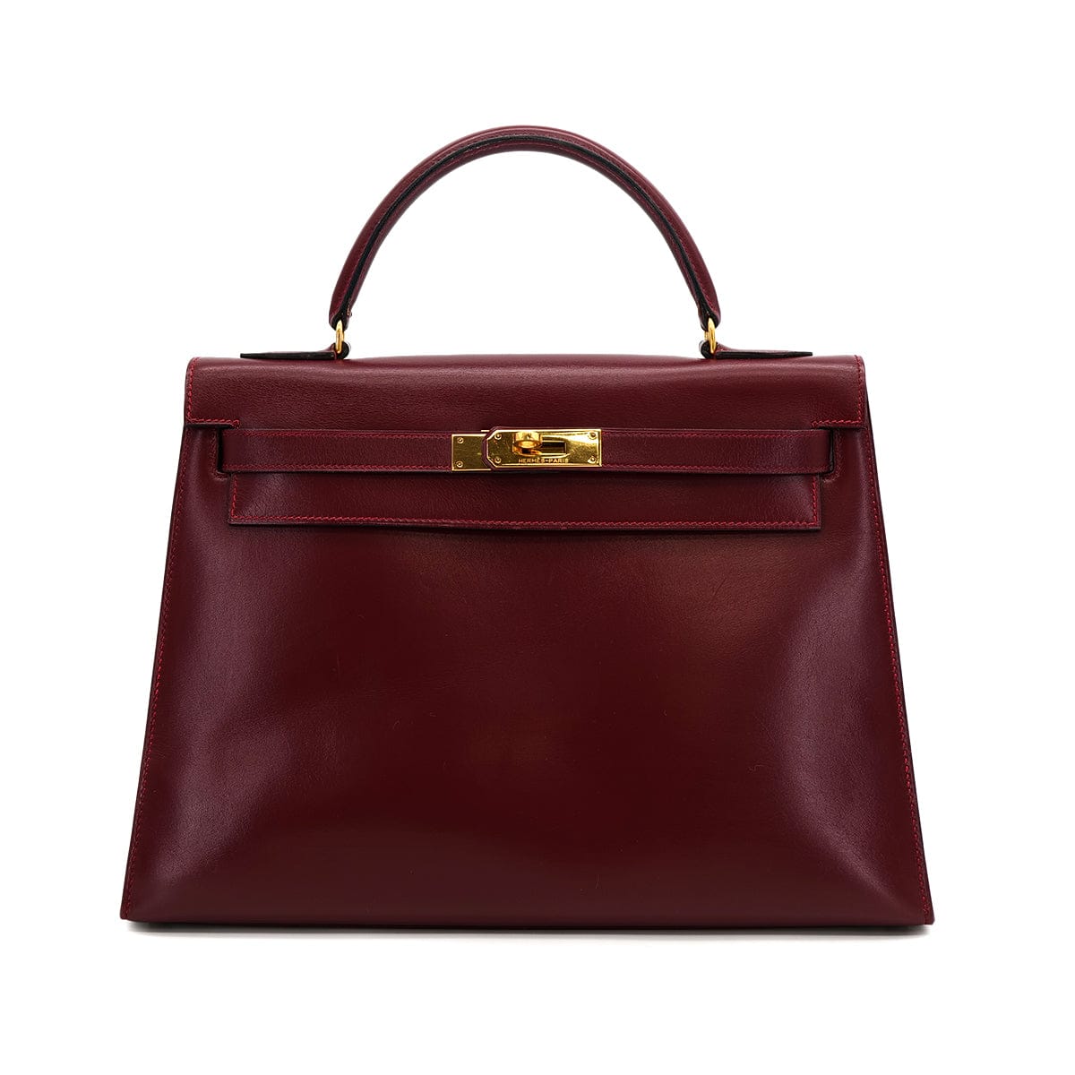 Luxury Promise Japan HERMES KELLY 32 SELLIER ROUGE H BOXCALF HAND BAG 1981 CIRCLE K GOLD HARDWARE 90318613