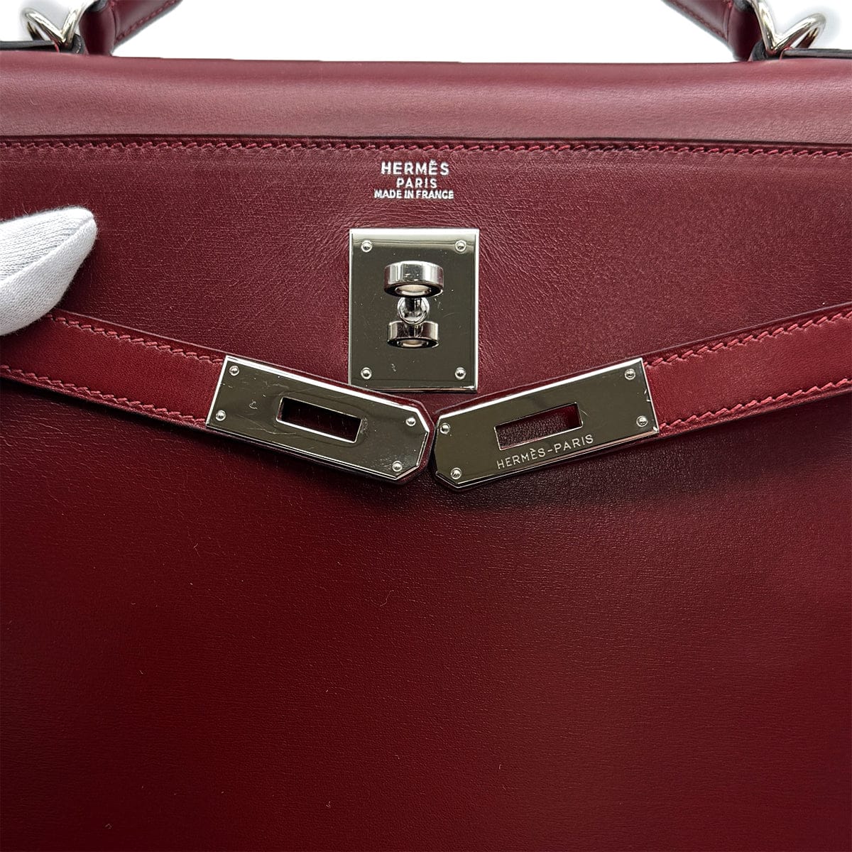 Luxury Promise Japan HERMES KELLY 32 SELLIER ROUGE H BOXCALF HAND SHOULDER BAG 2003 SQUARE G PALLADIUM HARDWARE 90315618