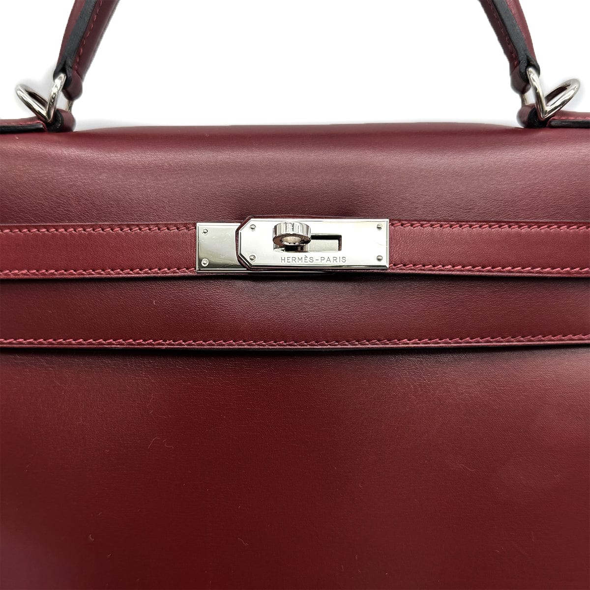 Luxury Promise Japan HERMES KELLY 32 SELLIER ROUGE H BOXCALF HAND SHOULDER BAG 2003 SQUARE G PALLADIUM HARDWARE 90315618