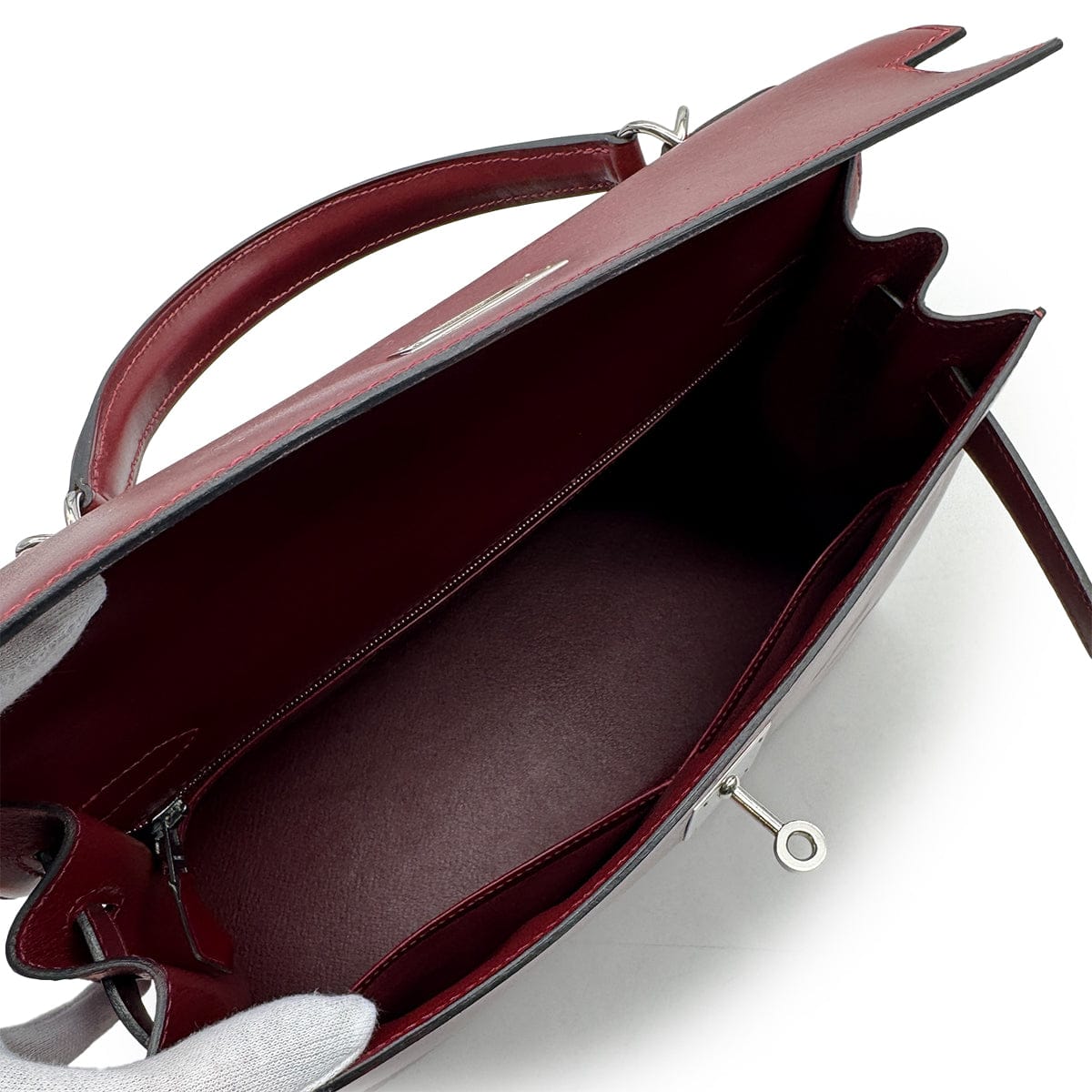 Luxury Promise Japan HERMES KELLY 32 SELLIER ROUGE H BOXCALF HAND SHOULDER BAG 2003 SQUARE G PALLADIUM HARDWARE 90315618