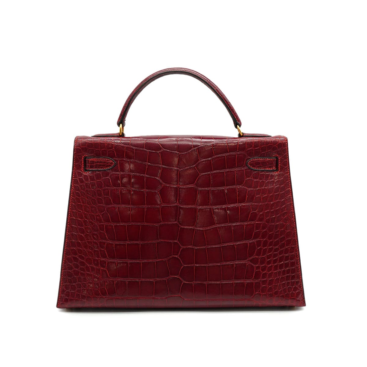 Luxury Promise Japan HERMES KELLY 32 SELLIER ROUGE H CROCODILE ALLIGATOR HAND SHOULDER BAG 1993 CIRCLE W GOLD HARDWARE 90327983
