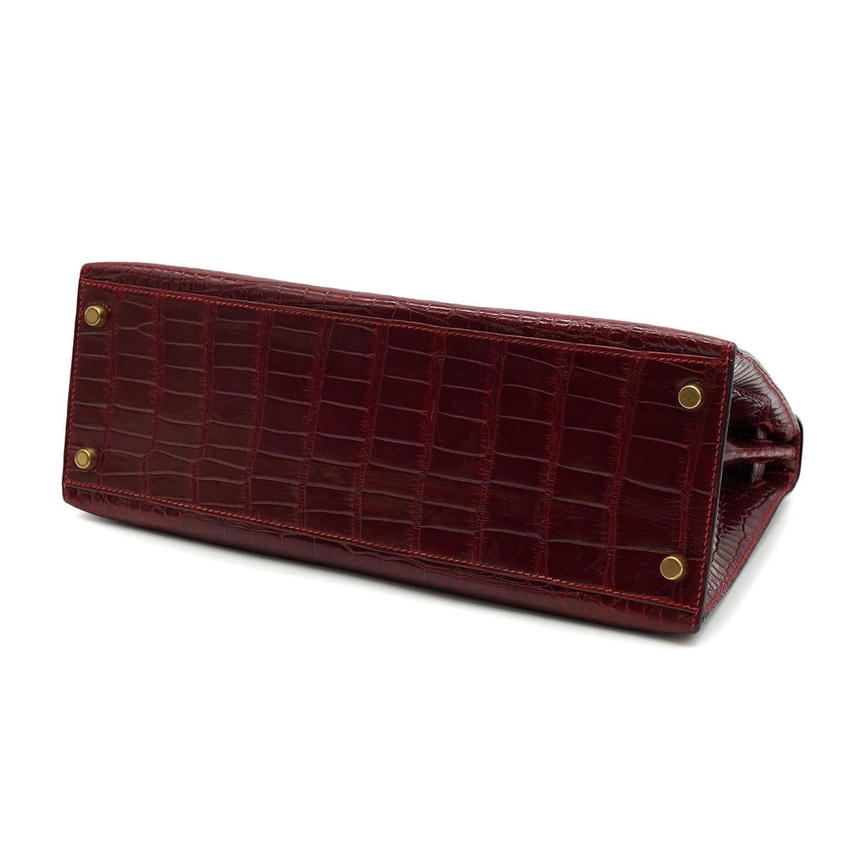 Luxury Promise Japan HERMES KELLY 32 SELLIER ROUGE H CROCODILE ALLIGATOR HAND SHOULDER BAG 1993 CIRCLE W GOLD HARDWARE 90327983