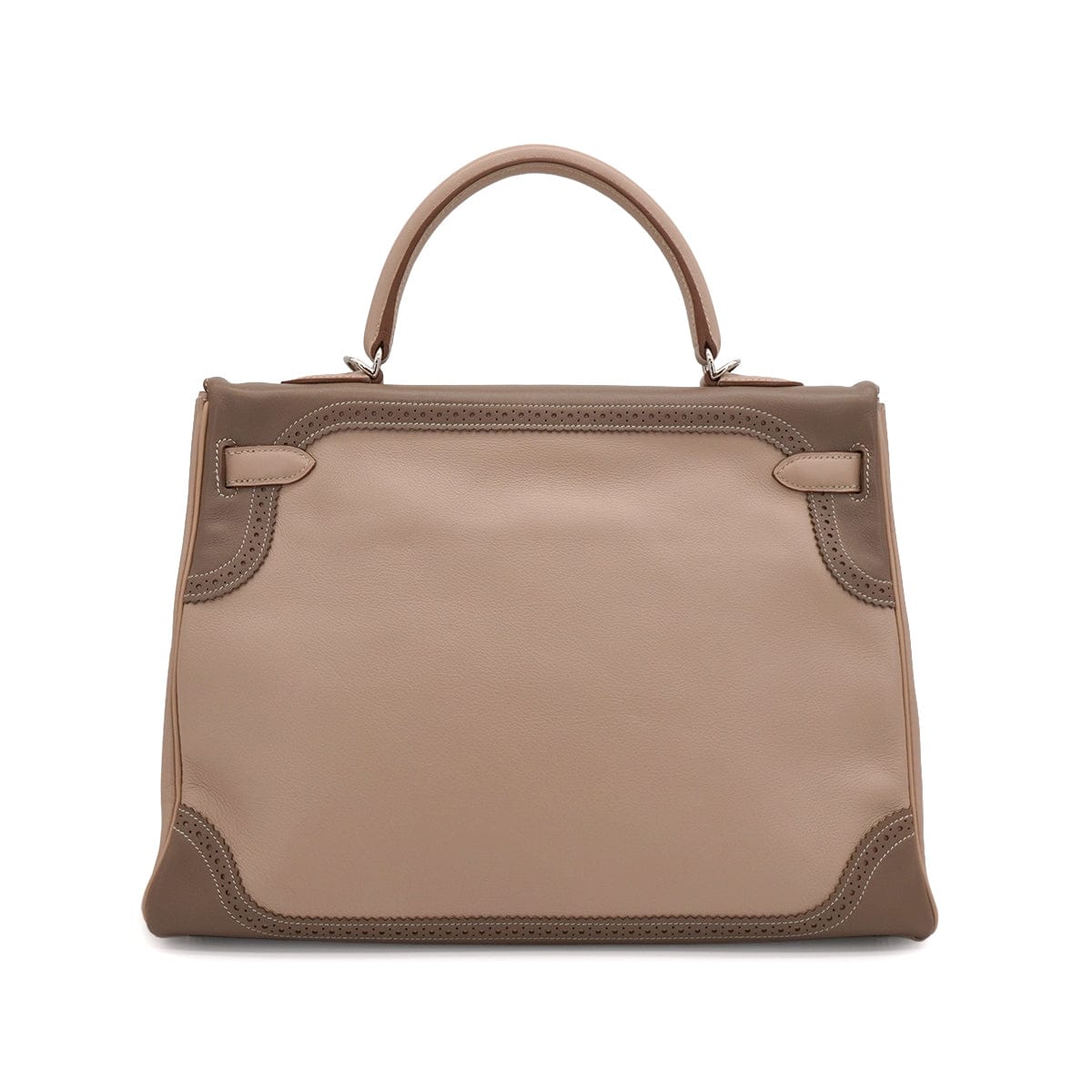 HERMES KELLY 35 GHILLIES RETOURNE ARGILE ETOUPE VEAU SWIFT HAND SHOULDER BAG 2012 SQUARE P STAMP PALLADIUM HARDWARE 90344353