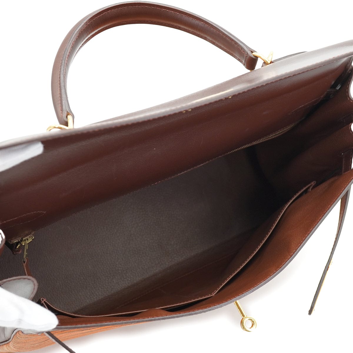 Luxury Promise Japan HERMES KELLY 35 MARRON FONCE BOX CALF VIBRATO HAND SHOULDER BAG 2001 SQUARE E GOLD HARDWARE 90335572