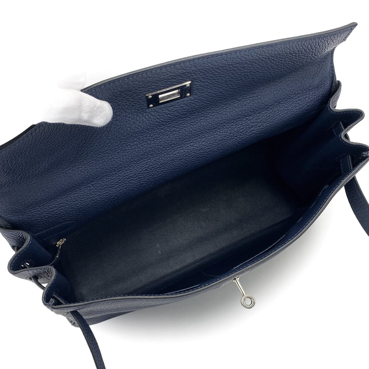 Luxury Promise Japan HERMES KELLY 35 RETOURNE BLUE ABYSSE TOGO HAND SHOULDER BAG 2009 SQUARE M PALLADIUM HARDWARE 90327258