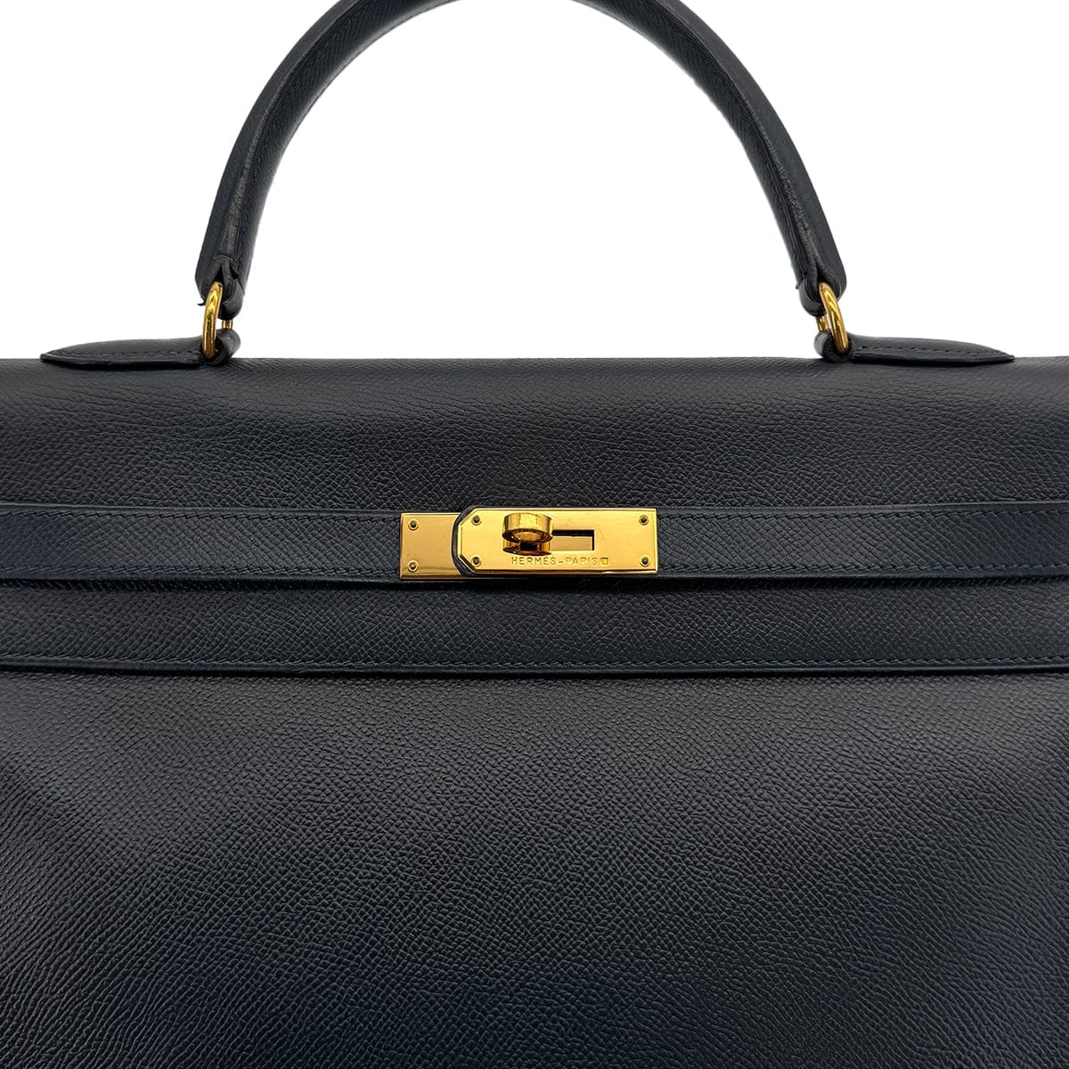 Luxury Promise Japan HERMES KELLY 35 RETOURNE BLUE INDIGO COUCHEVEL HAND SHOULDER BAG 1995 CIRCLE Y GOLD HARDWARE 90317295