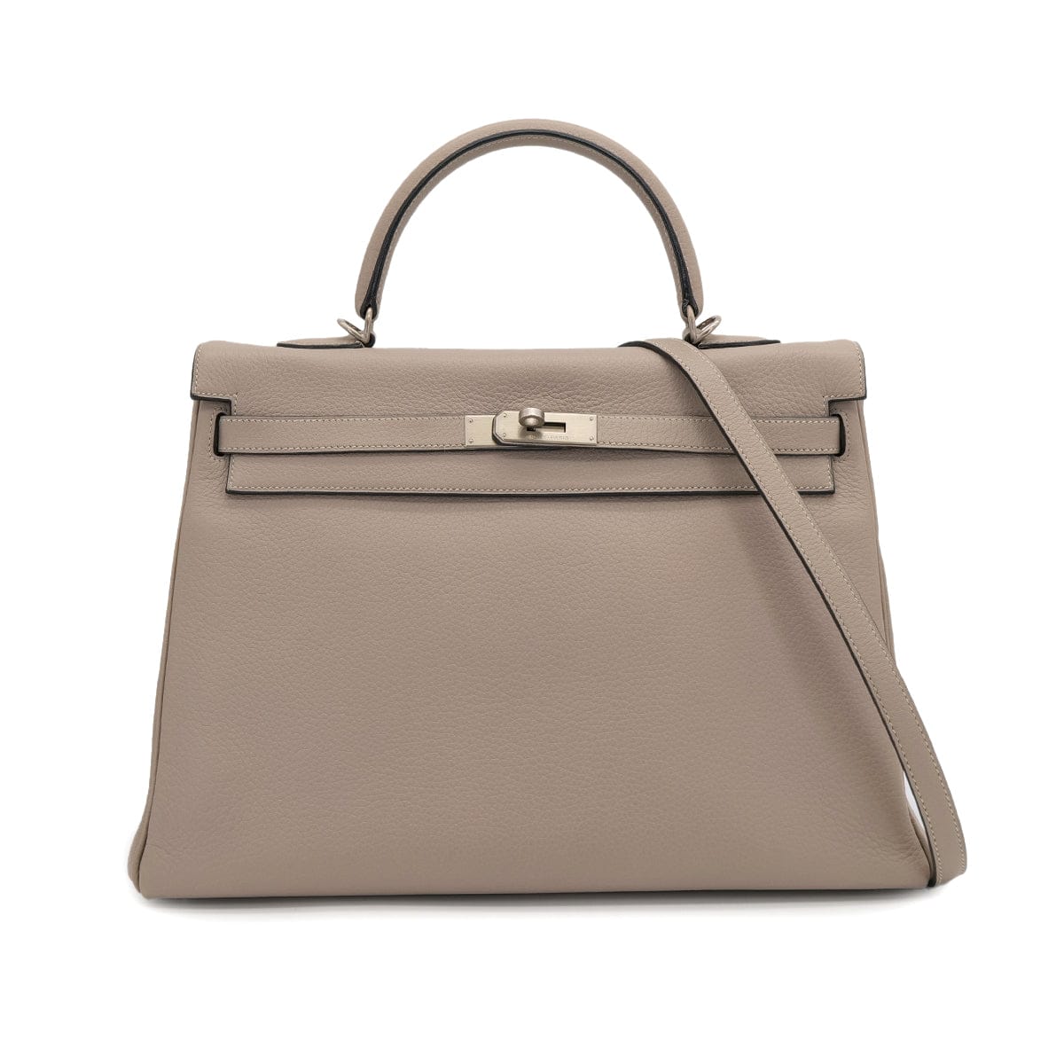 Luxury Promise Japan HERMES KELLY 35 RETOURNE GRIS TOURTERELLE TAURILLON CLEMENCE HAND SHOULDER BAG 2000 SQUARE D MATT HARDWARE 90323085