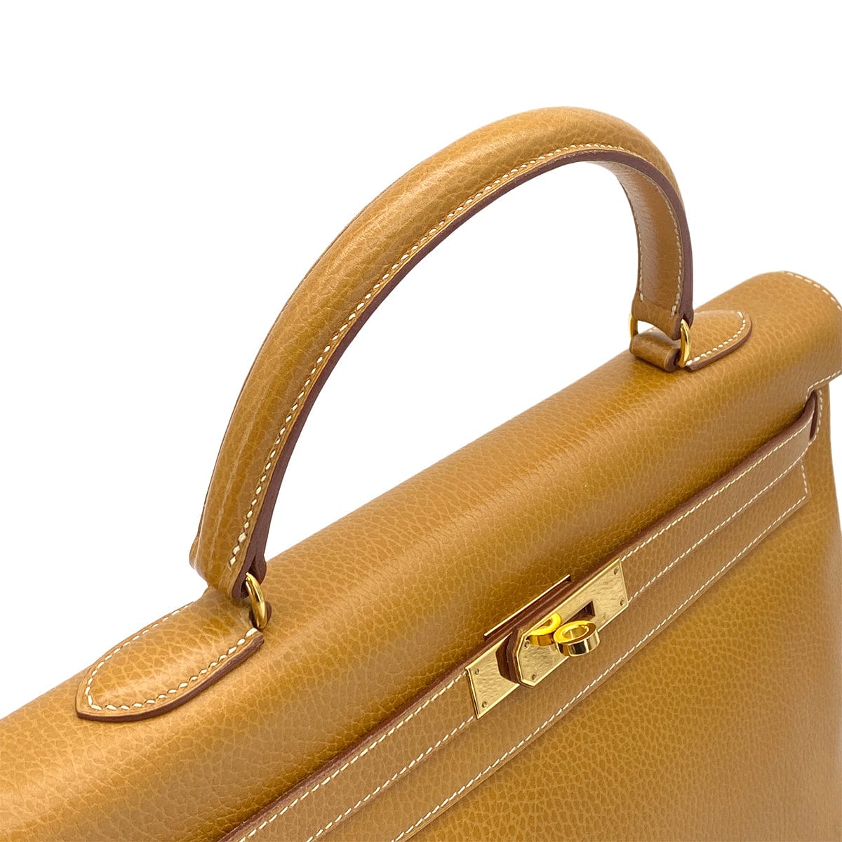 Luxury Promise Japan HERMES KELLY 35 RETOURNE NATURAL ARDENNES HAND SHOULDER BAG 1997 SQUARE A GOLD HARDWARE 90323191