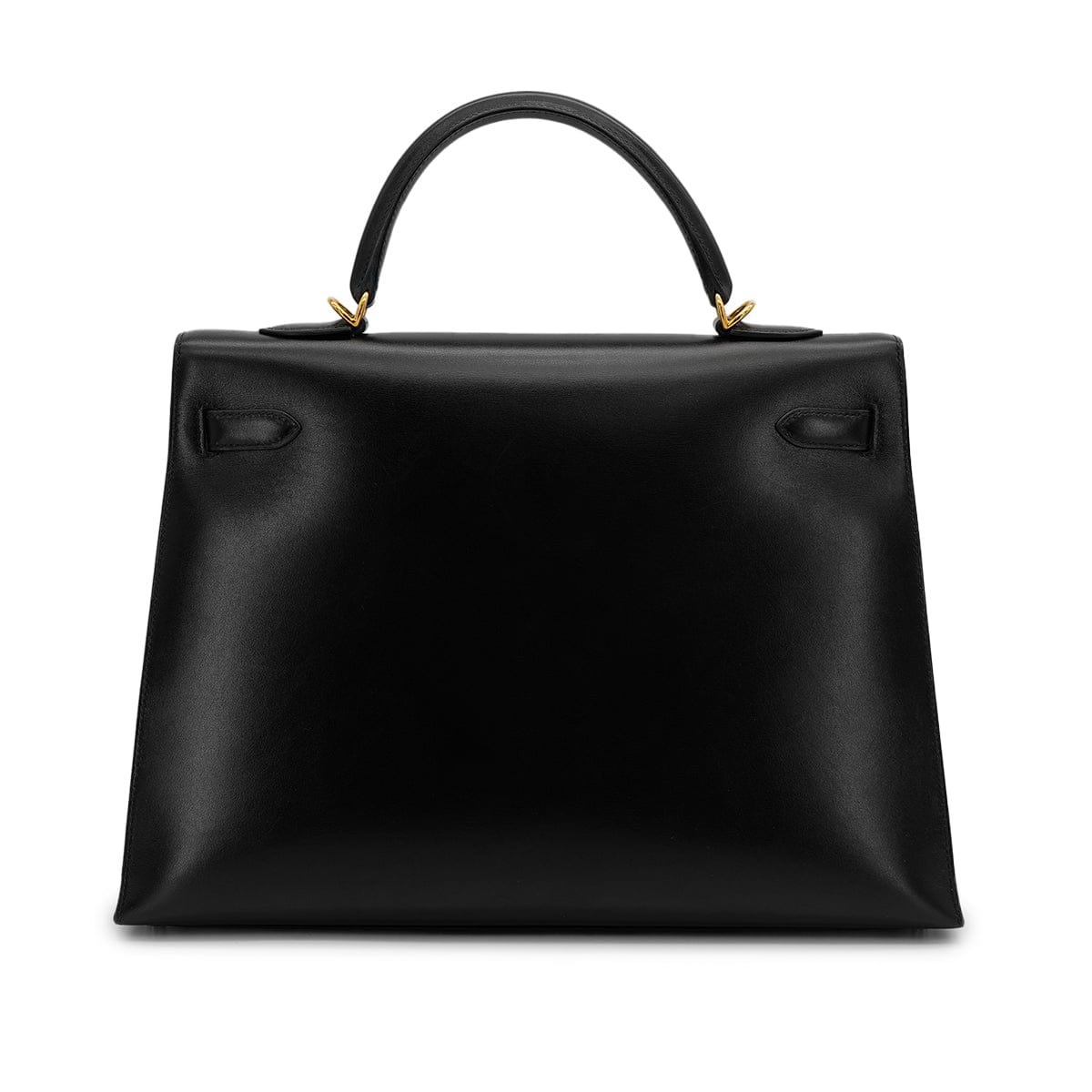 Luxury Promise Japan HERMES KELLY 35 SELLIER BLACK BOXCALF HAND BAG 2000 SQUARE D GOLD HARDWARE 90323195
