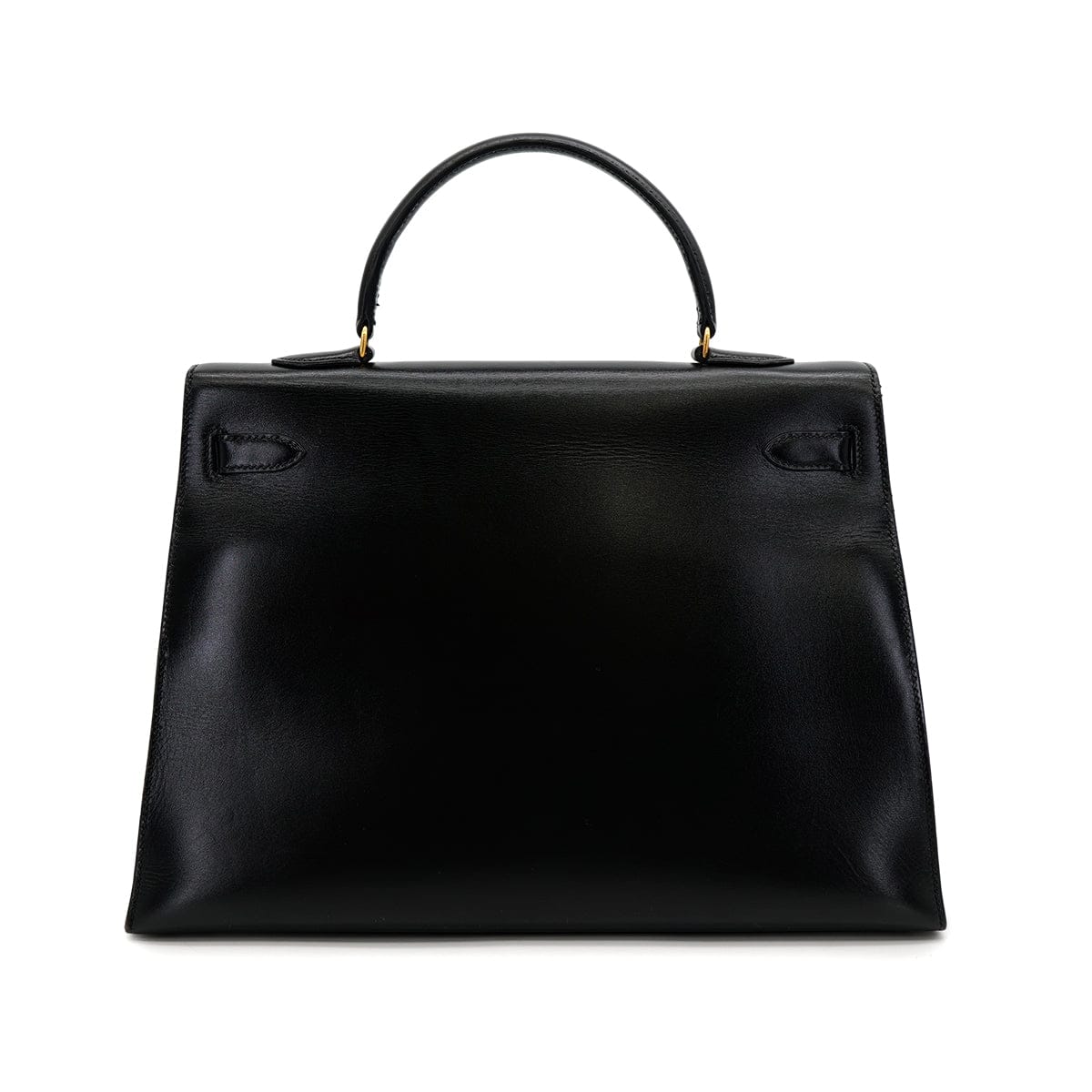 Luxury Promise Japan HERMES KELLY 35 SELLIER BLACK BOXCALF HAND SHOULDER BAG 1988 CIRCLE R GOLD HARDWARE 90317896