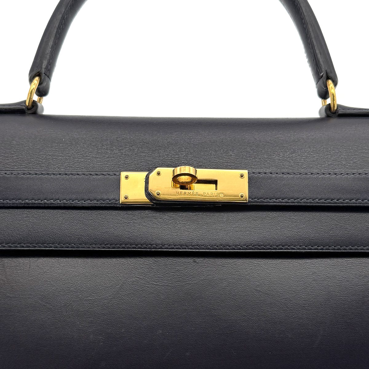 Luxury Promise Japan HERMES KELLY 35 SELLIER BLUE INDIGO BOXCALF HAND SHOULDER BAG 1993 CIRCLE W GOLD HARDWARE 90317924