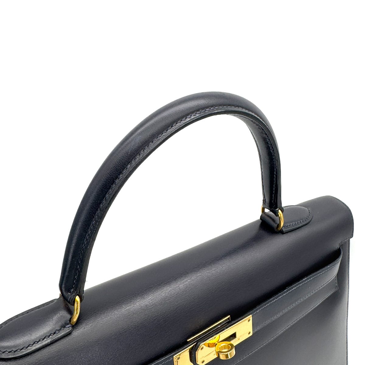 Luxury Promise Japan HERMES KELLY 35 SELLIER BLUE INDIGO BOXCALF HAND SHOULDER BAG 1993 CIRCLE W GOLD HARDWARE 90317924