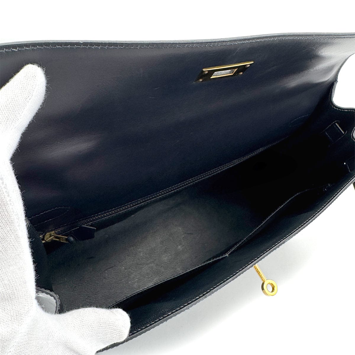 Luxury Promise Japan HERMES KELLY 35 SELLIER BLUE INDIGO BOXCALF HAND SHOULDER BAG 1993 CIRCLE W GOLD HARDWARE 90317924