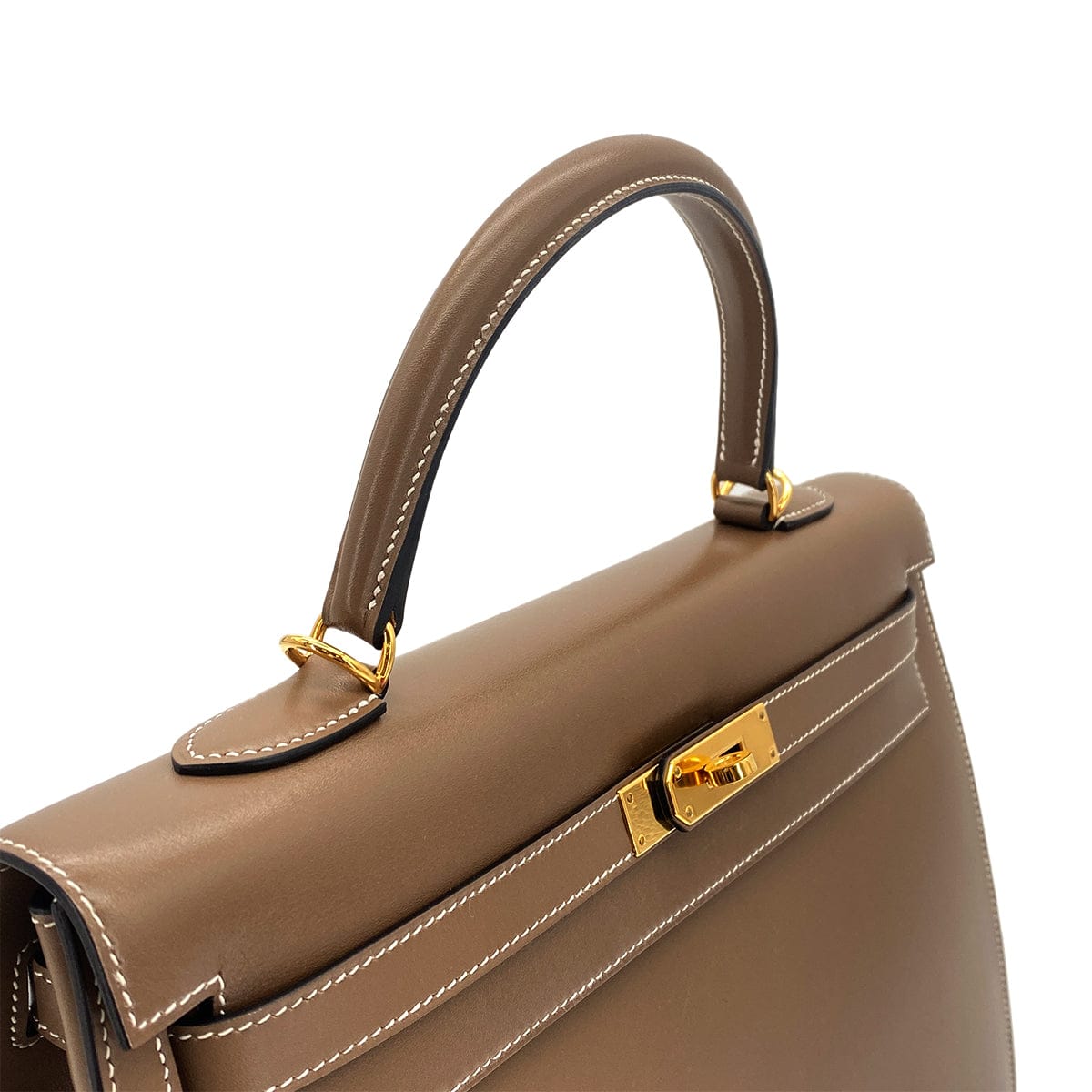 Luxury Promise Japan HERMES KELLY 35 SELLIER ETOUPE VEAU TADELAKT HAND SHOULDER BAG A GHW 90301655