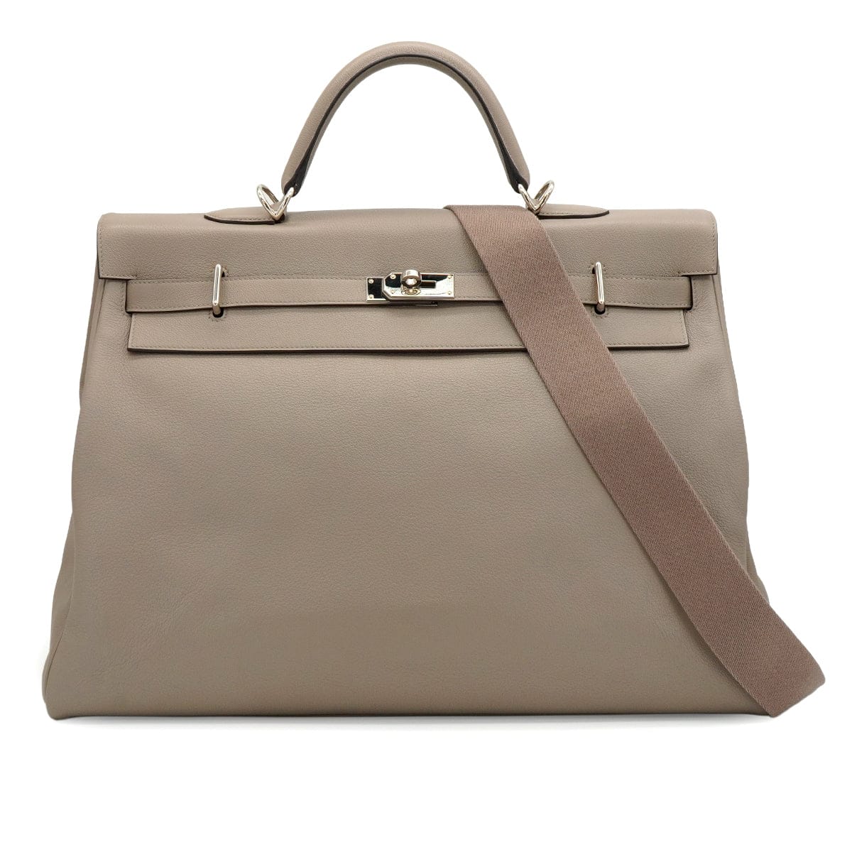 Luxury Promise Japan HERMES KELLY 50 RELAX VOYAGE RETOURNE GRIS ASPHALTE TAURILLON NOVILLO HAND SHOULDER BAG 2021 Z STAMP PALLADIUM HARDWARE 90335803