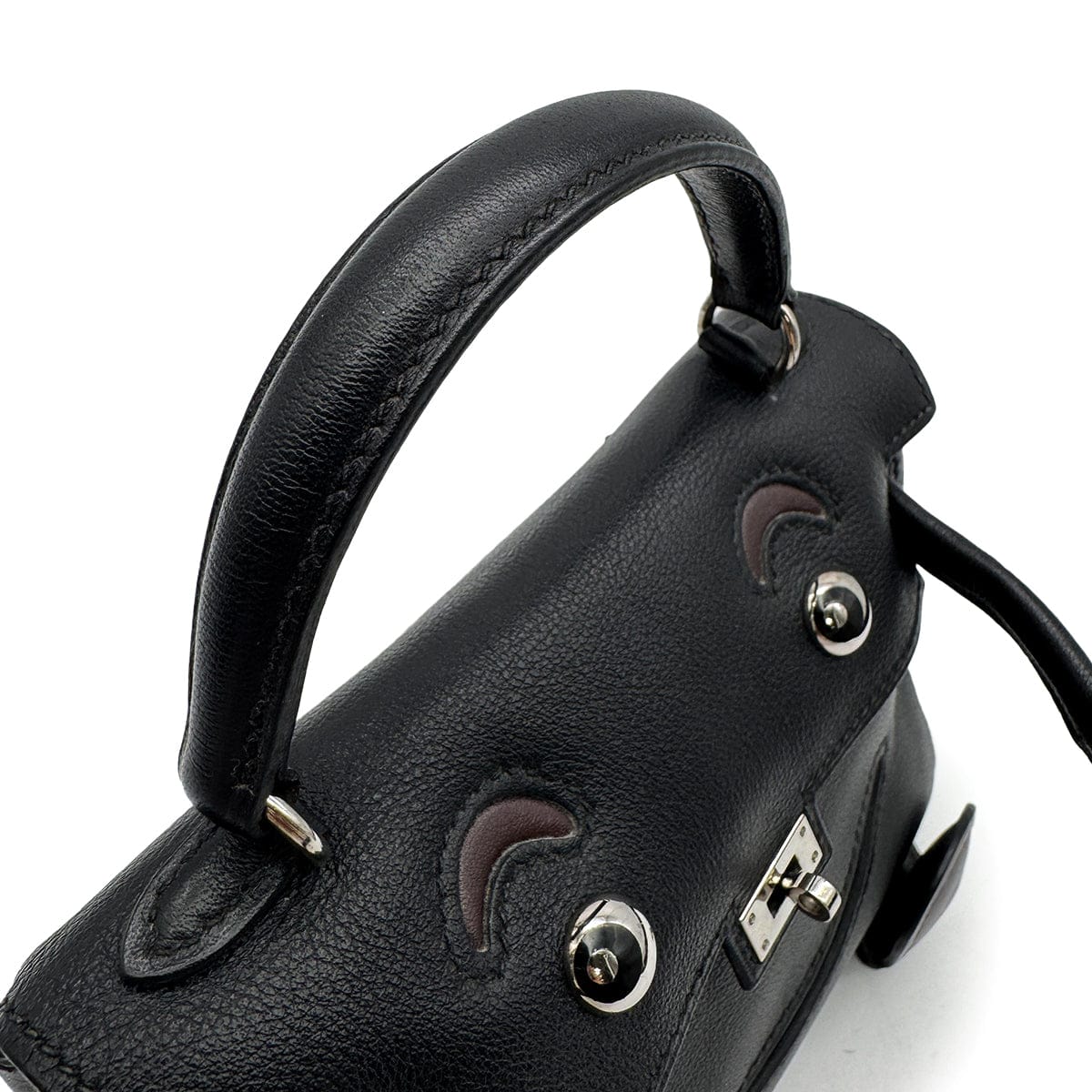 Luxury Promise Japan HERMES KELLY DOLL BLACK VEAU GULLIVER HAND BAG 2000 SQUARE D PALLADIUM HARDWARE 90323974