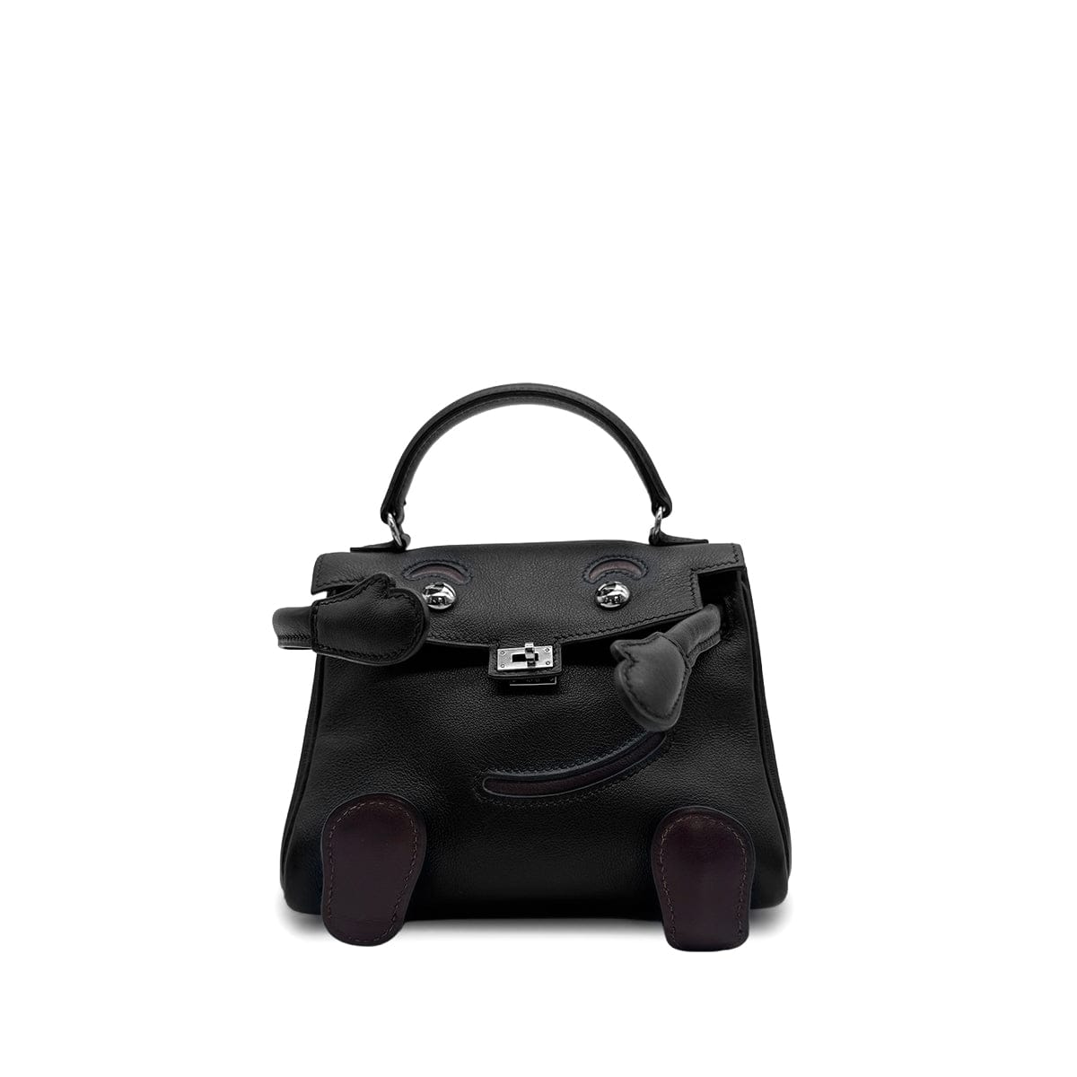 Luxury Promise Japan HERMES KELLY DOLL BLACK VEAU GULLIVER HAND BAG 2000 SQUARE D PALLADIUM HARDWARE 90323974
