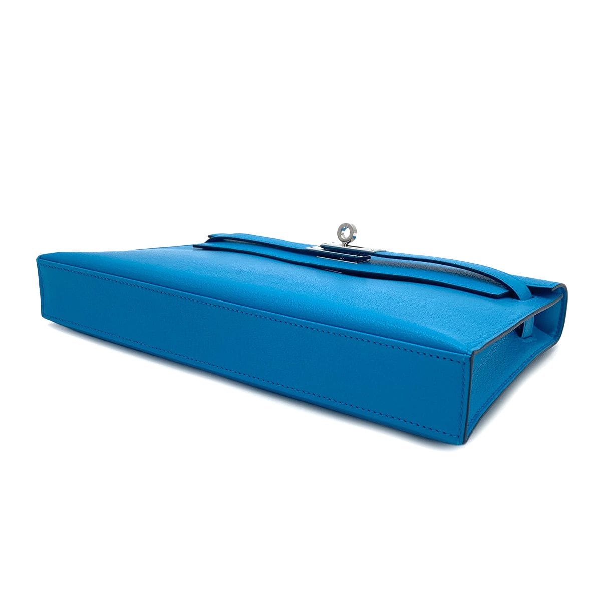 Luxury Promise Japan HERMES KELLY ELAN BLUE FRIDA CHEVRE CHAMKILA CLUTCH SHOULDER BAG 2024 W STAMP PALLADIUM HARDWARE 90318621