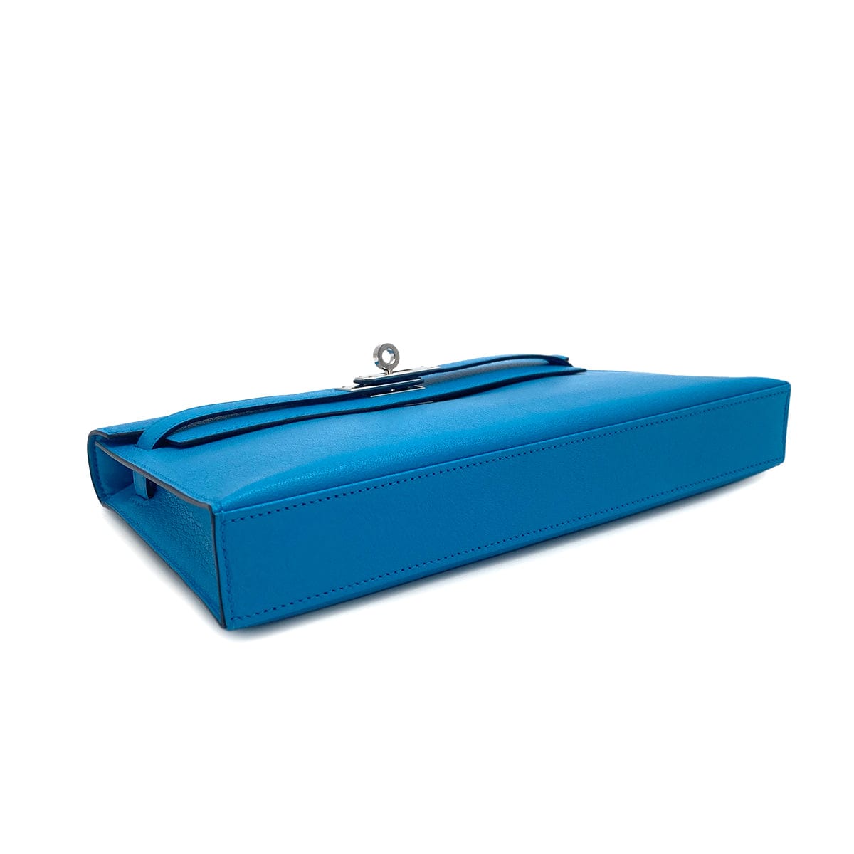 Luxury Promise Japan HERMES KELLY ELAN BLUE FRIDA CHEVRE CHAMKILA CLUTCH SHOULDER BAG 2024 W STAMP PALLADIUM HARDWARE 90318621
