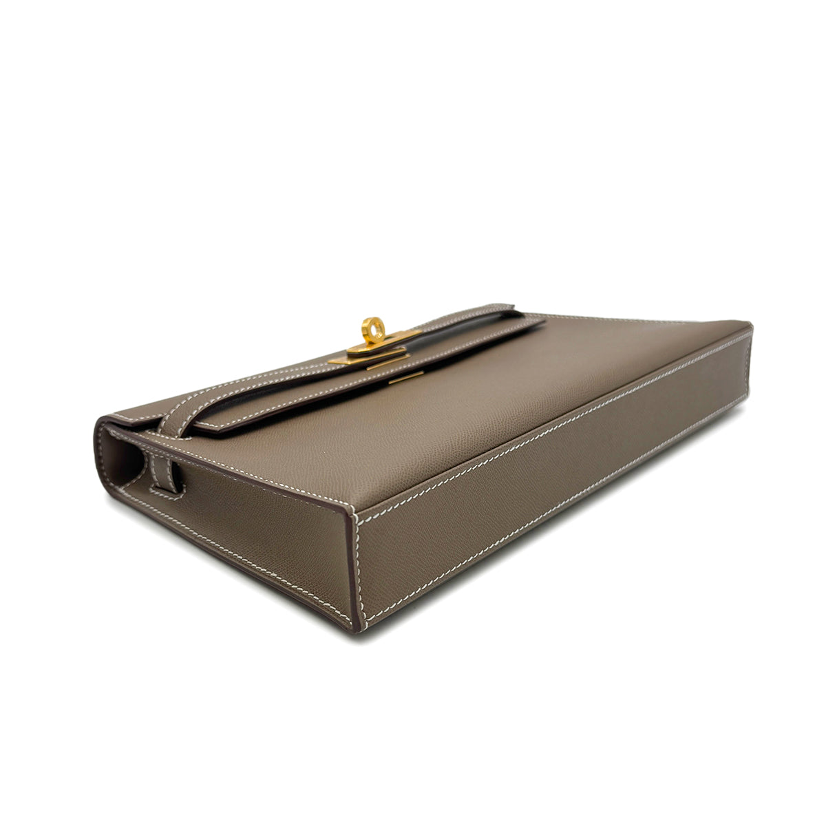 Luxury Promise Japan HERMES KELLY ELAN ETOUPE VEAU MADAME CLUTCH SHOULDER BAG W GHW 90303901