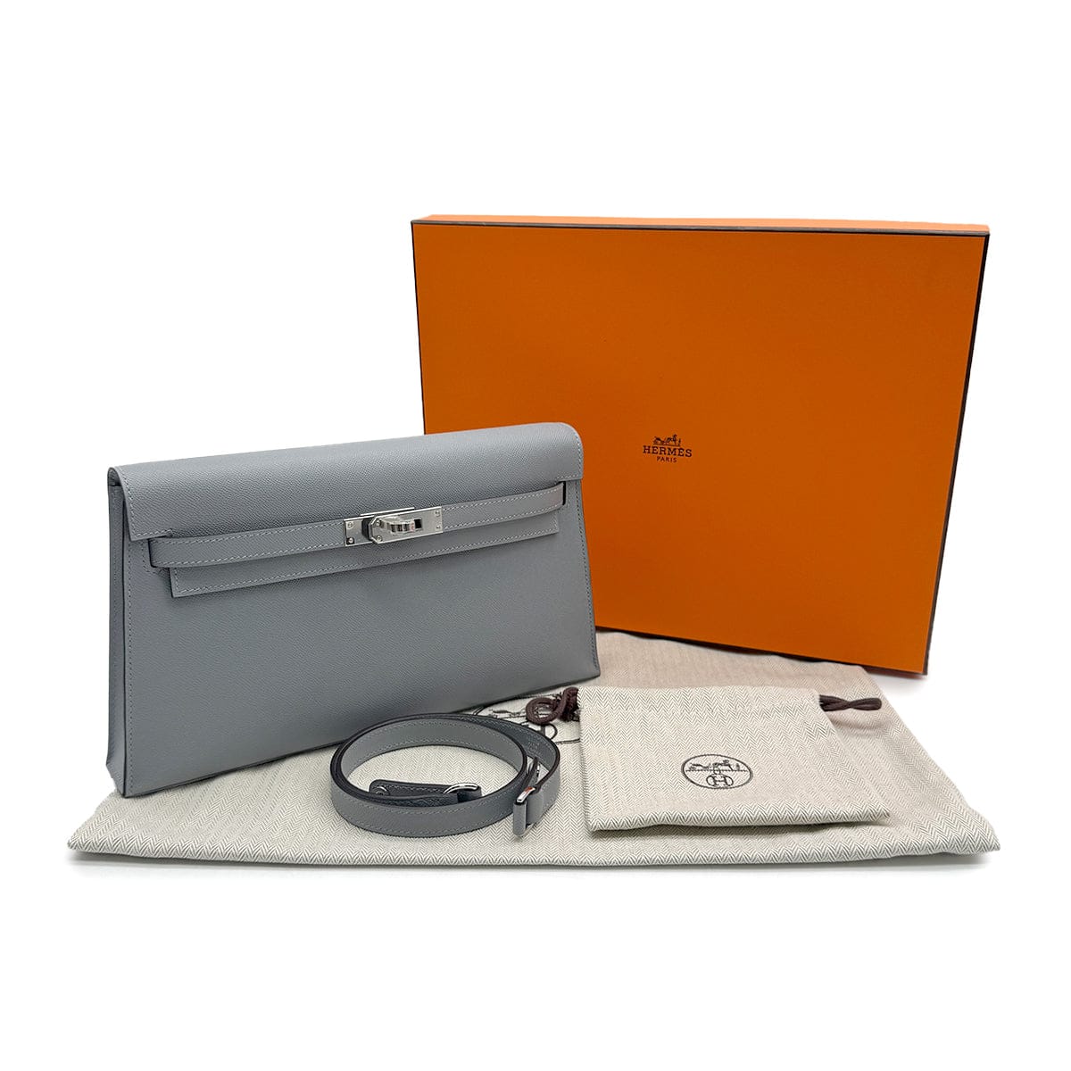 Luxury Promise Japan HERMES KELLY ELAN GRIS PANTIN VEAU MADAME CLUTCH SHOULDER BAG 2025 K STAMP PALLADIUM HARDWARE 90319136